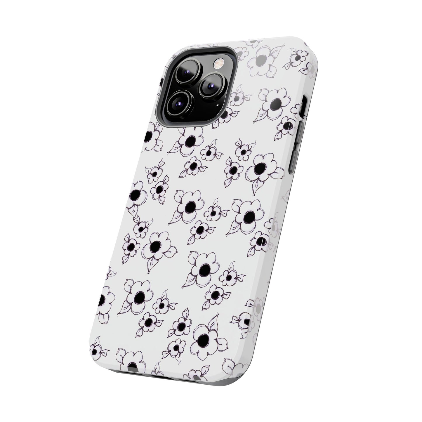 Daisy Cluster White / Black Phone Case