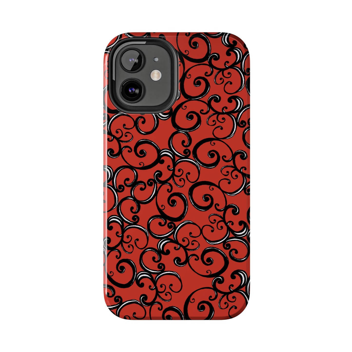 Curls Red / Black Phone Case