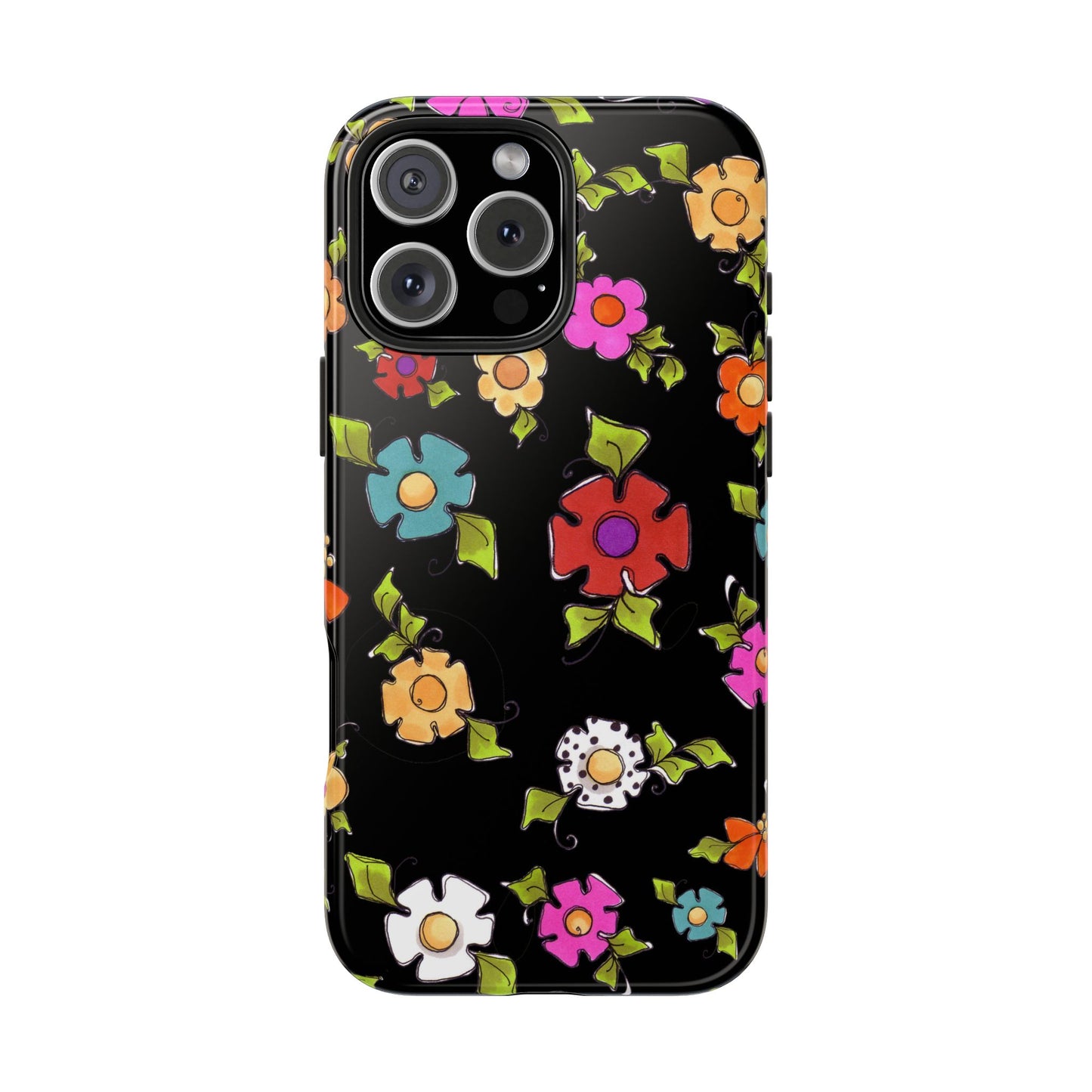 Dog Blooms Black Phone Case