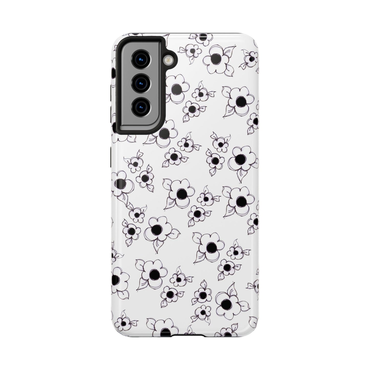Daisy Cluster White / Black Phone Case