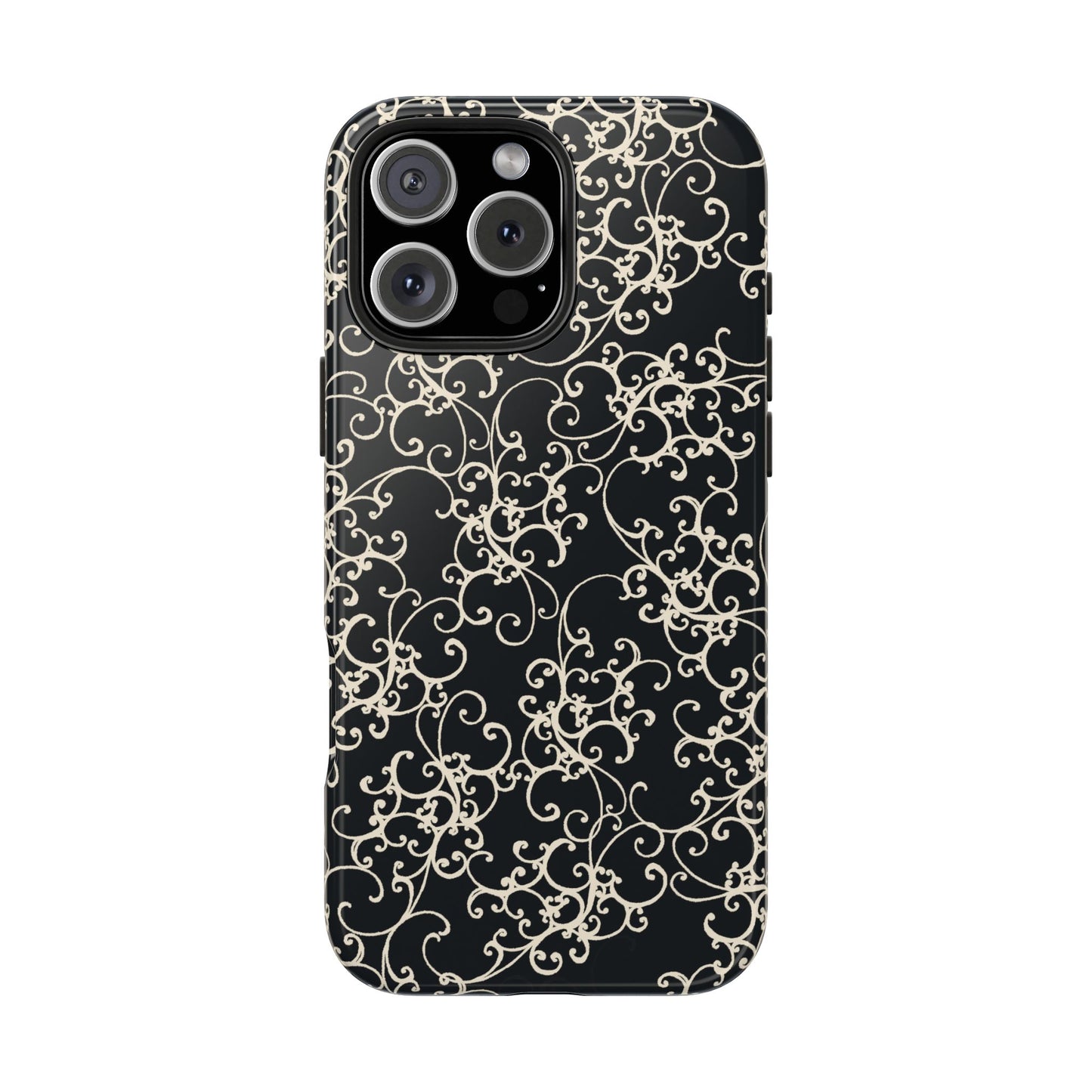 Elegant Scroll Black / Ivory Phone Case
