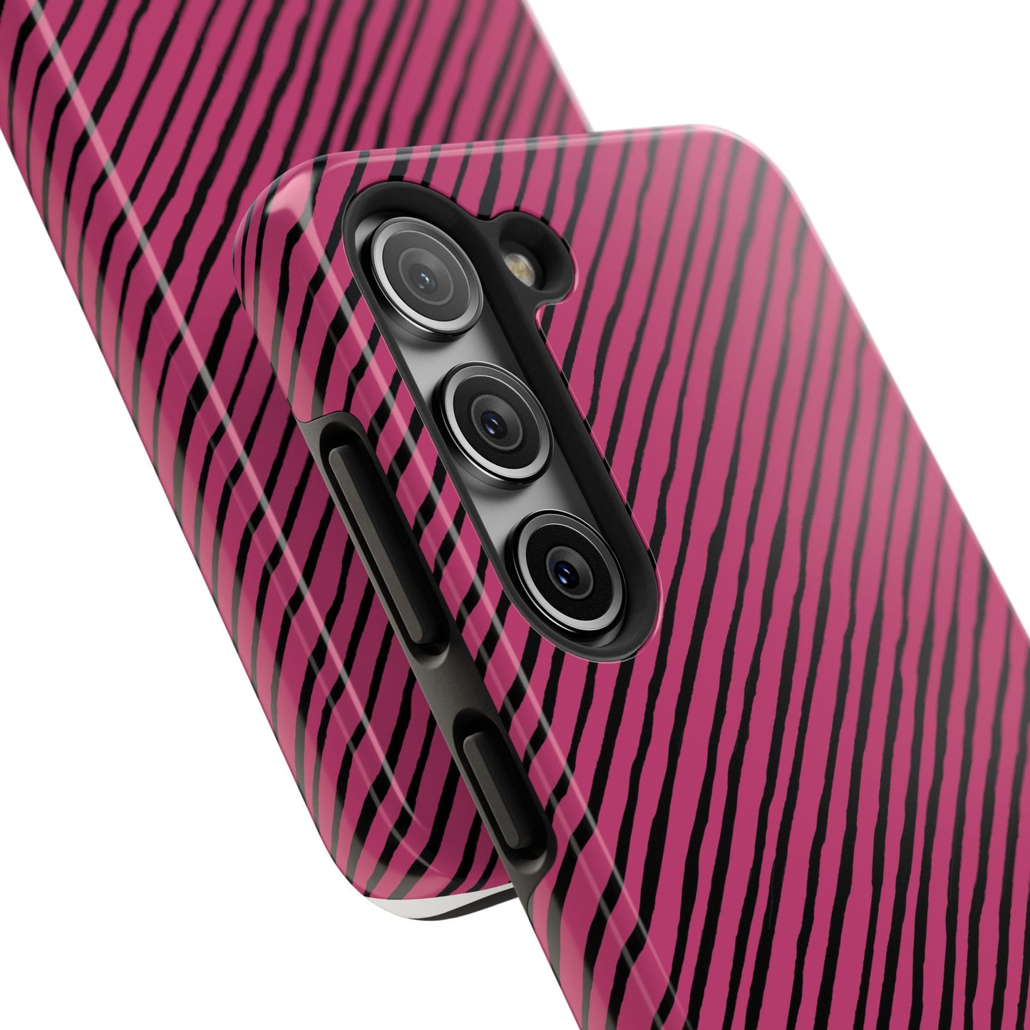 Quirky Bias Stripe Magenta / Black Phone Case