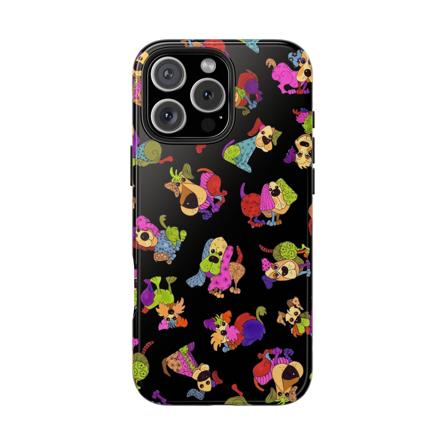 Tossed Happy Dogs Black Phone Case