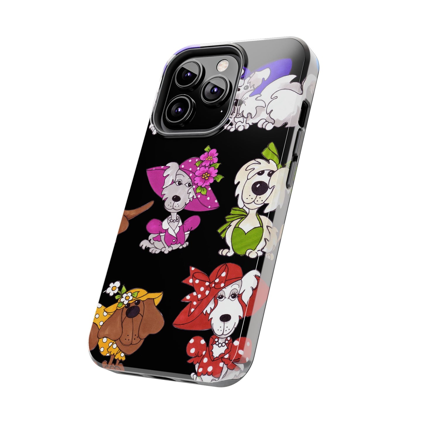 Fancy Dog Line Up Black Phone Case