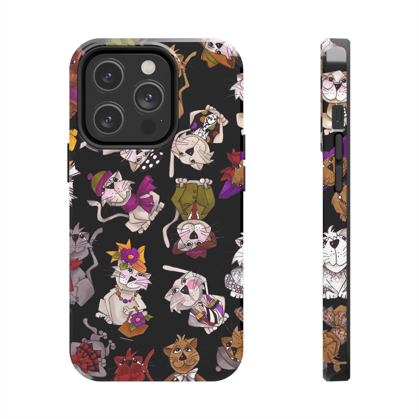 Spice Cats Tossed Black Phone Case
