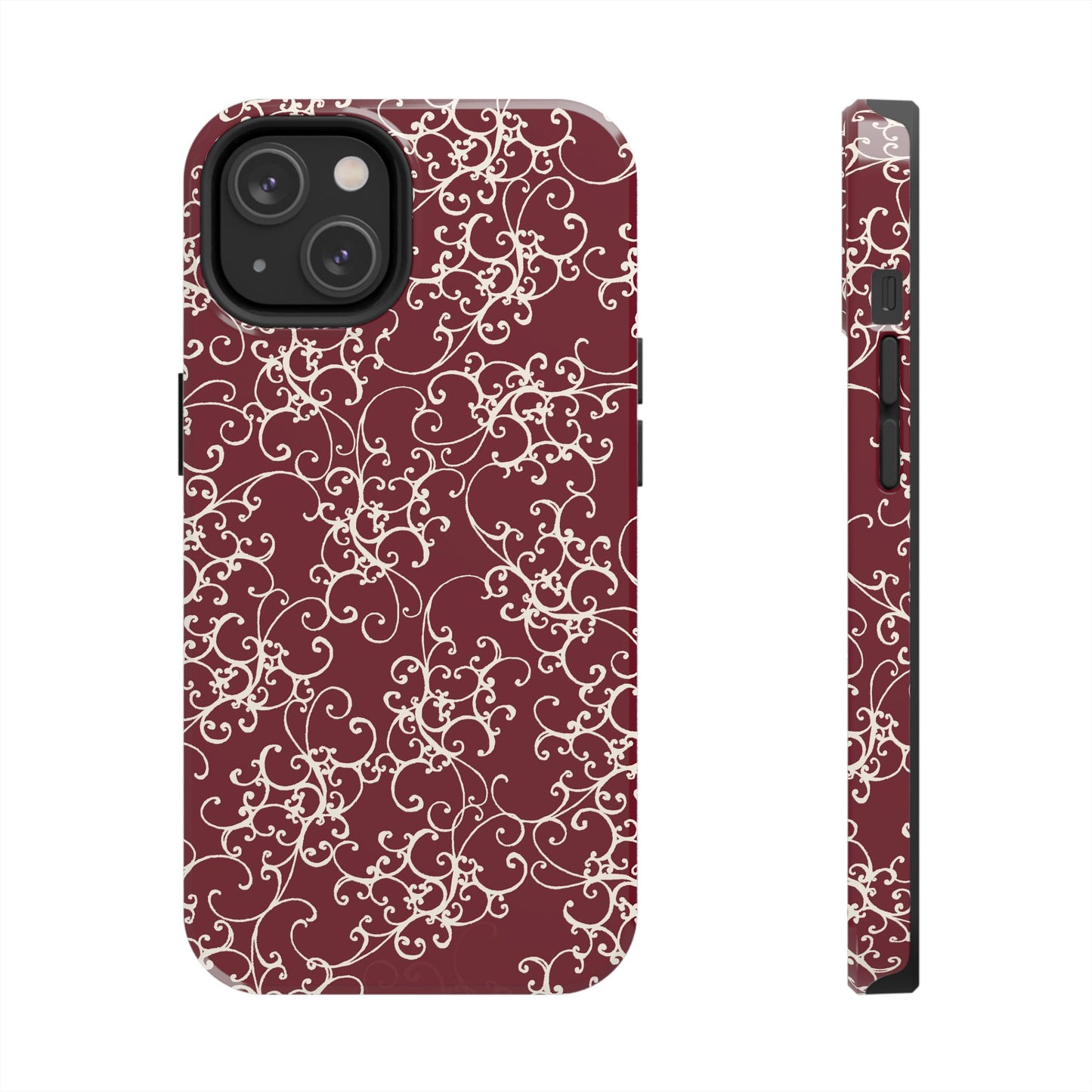 Elegant Scroll Red / Ivory Phone Case