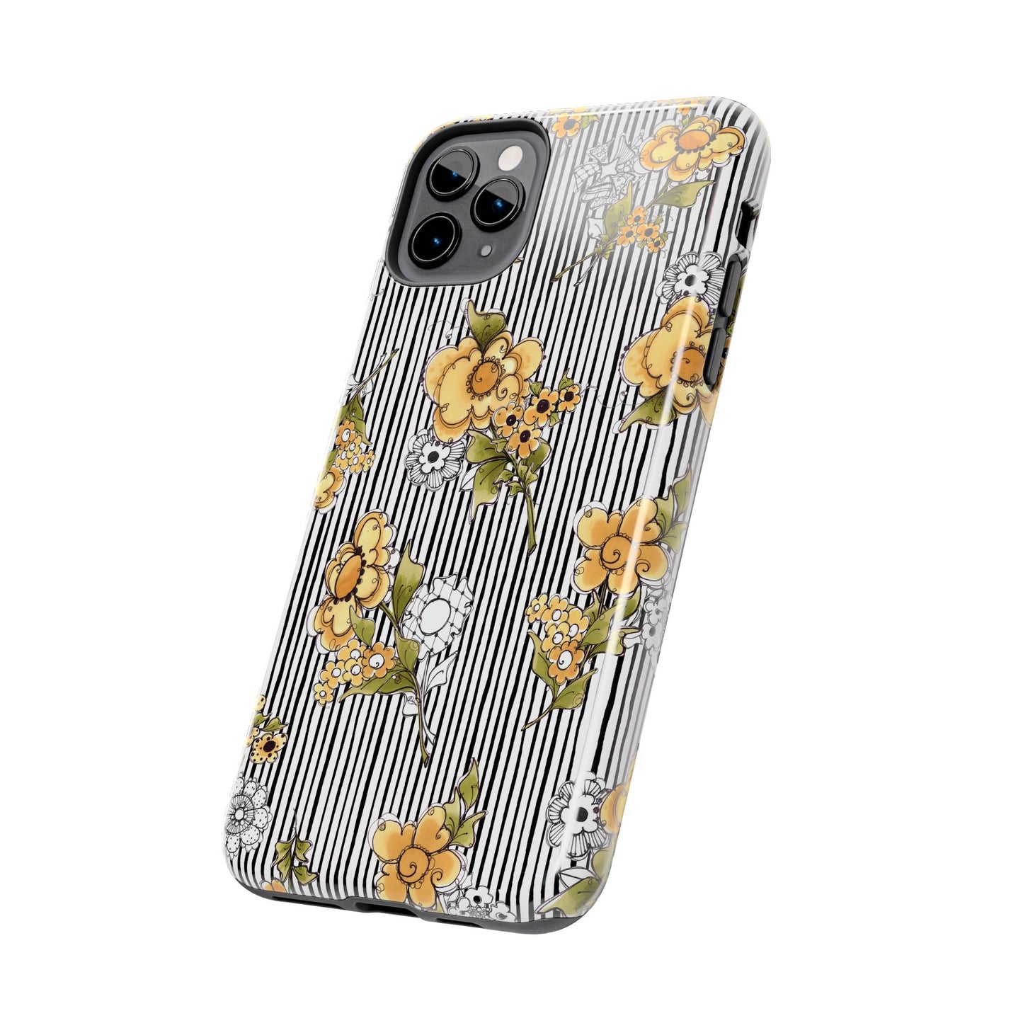 Bee Floral White / Black Phone Case