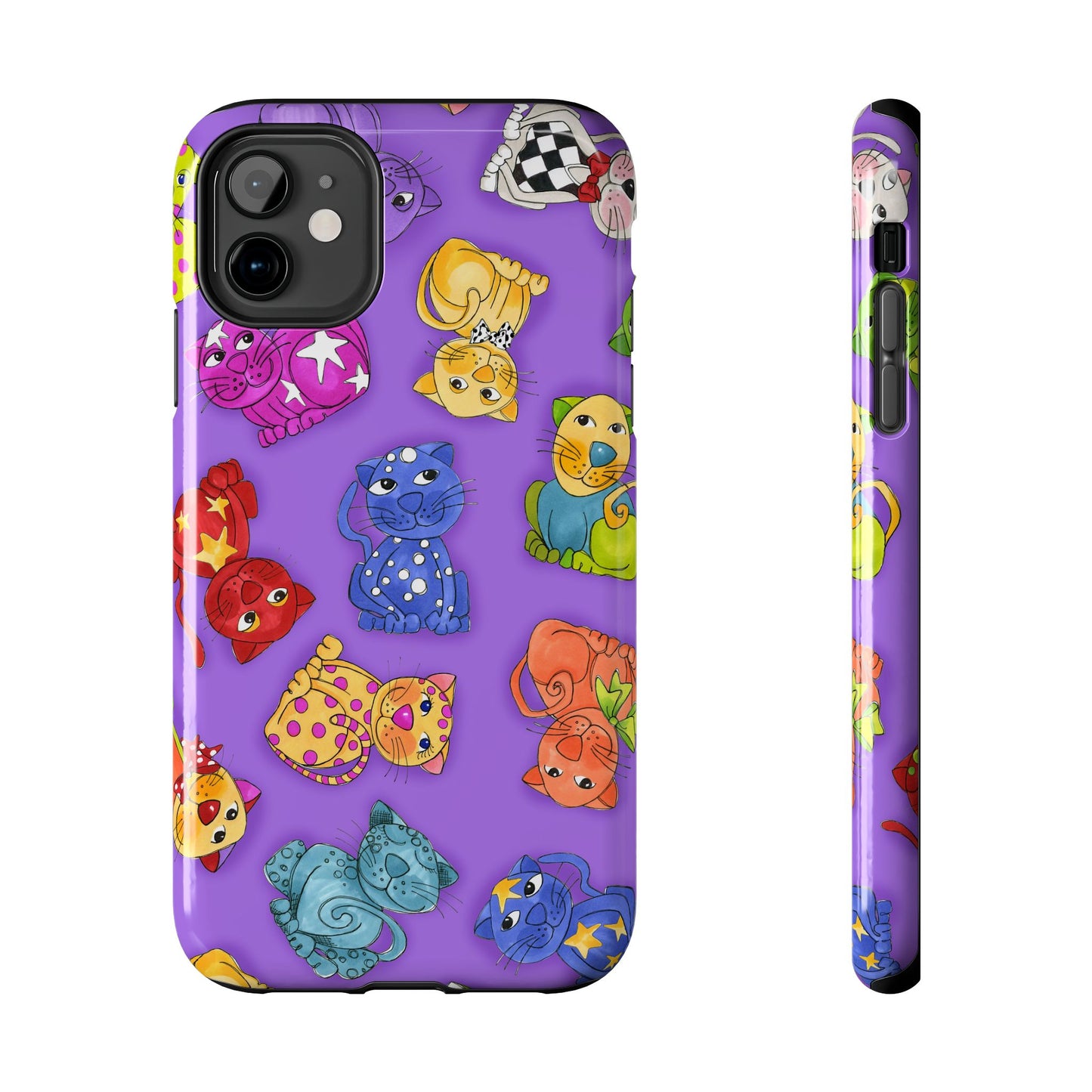 Tossed Happy Cats Purple Phone Case