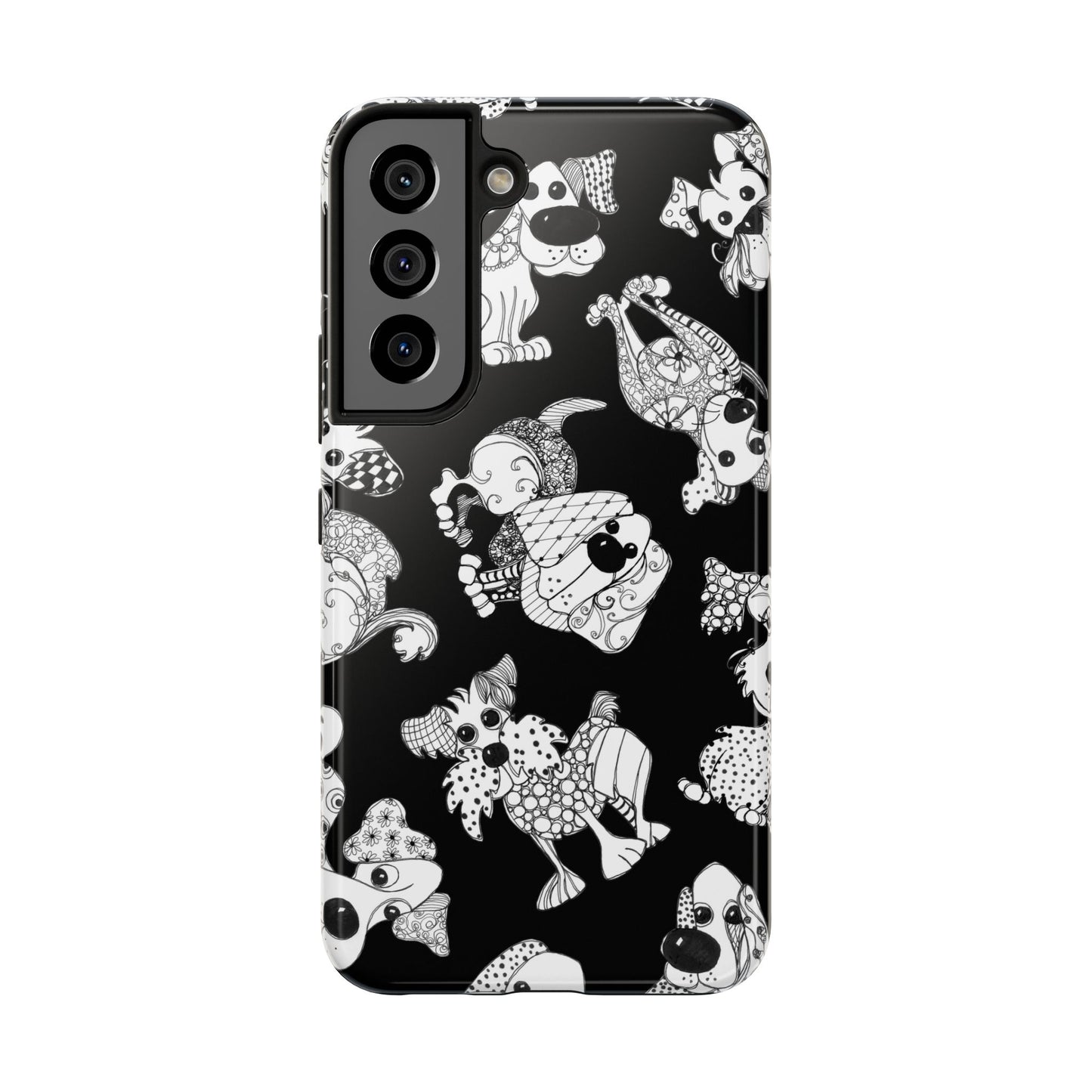 Doodle Dogs Black Phone Case