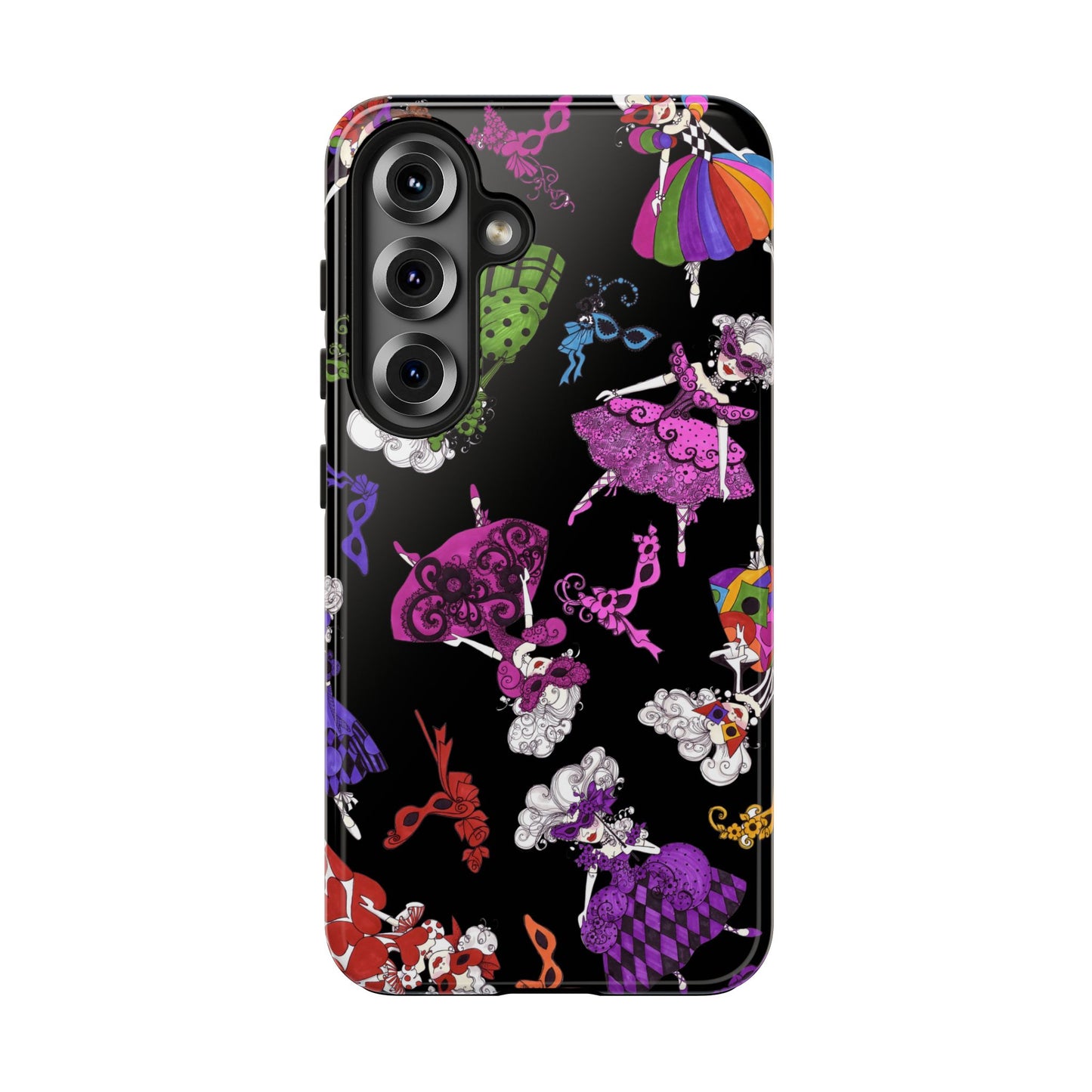 Tossed Masquerade Ladies Black Phone Case