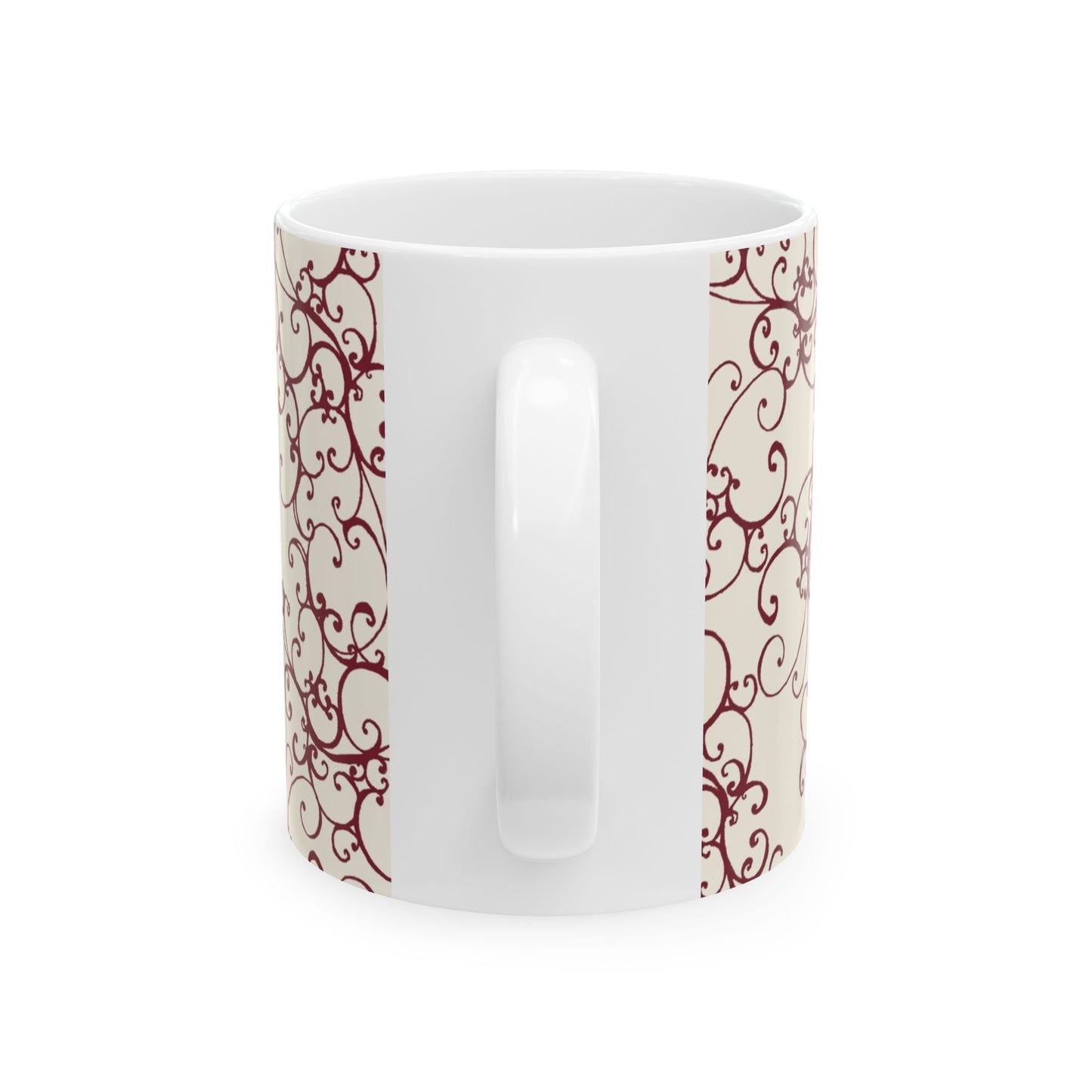 Elegant Scroll Ivory / Red Cup