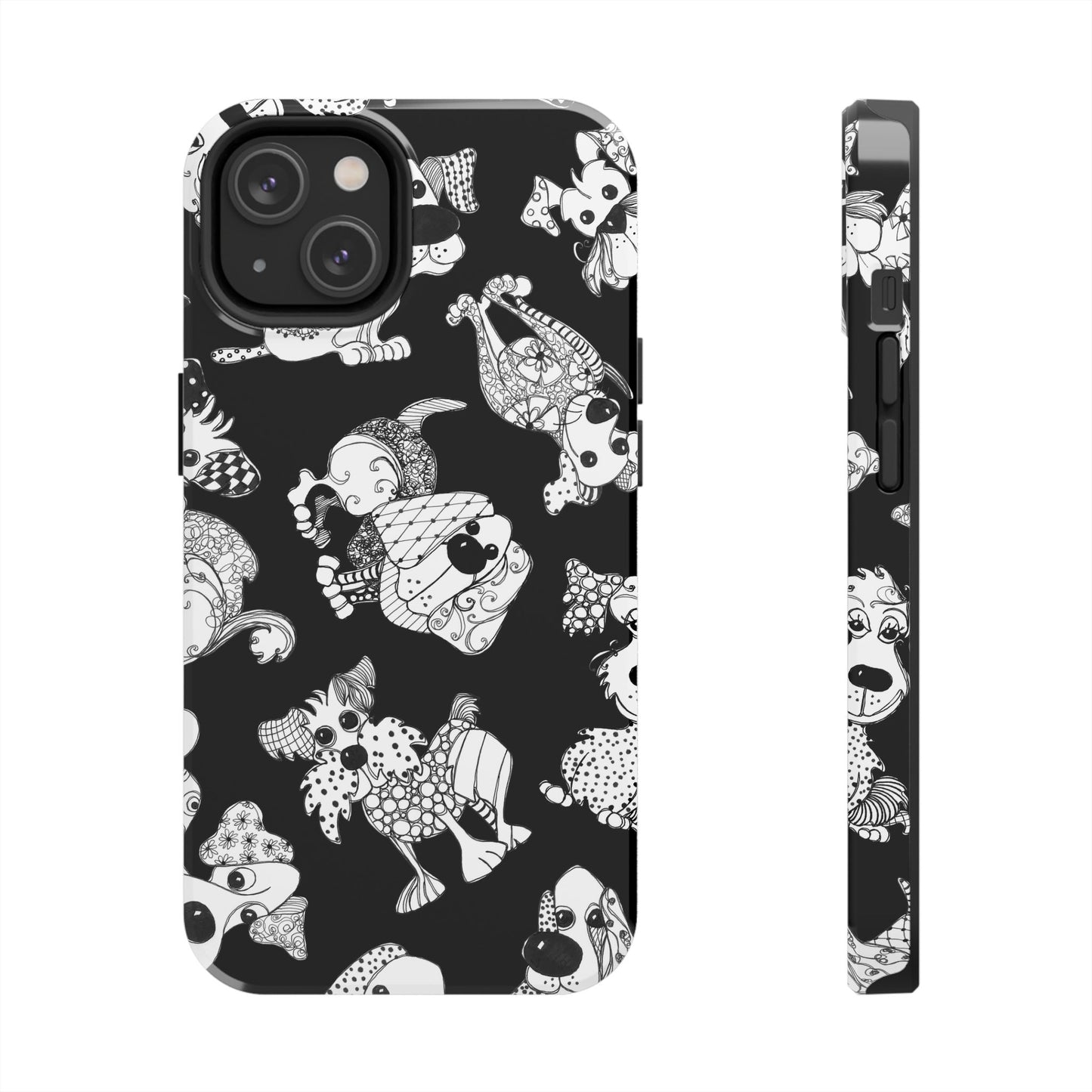 Doodle Dogs Black Phone Case
