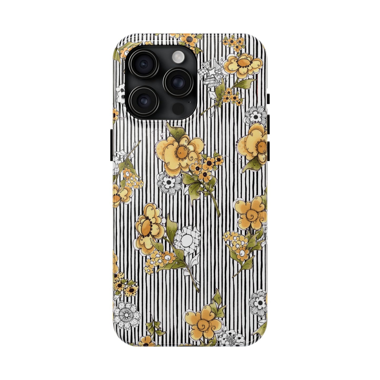 Bee Floral White / Black Phone Case