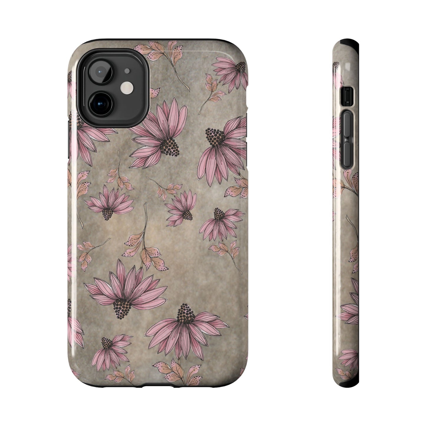 Wild Cone Flowers Taupe Marble Phone Case