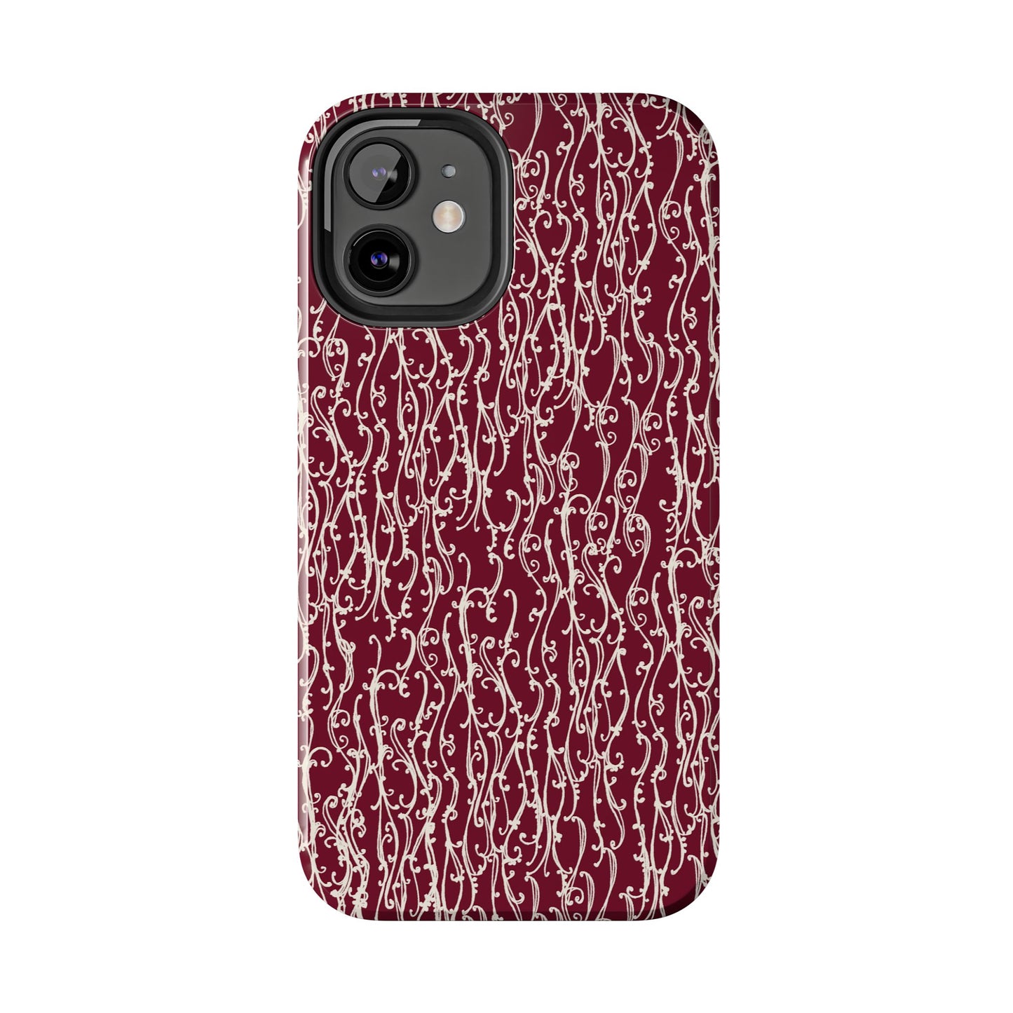 Swan Scroll Red / White Phone Case