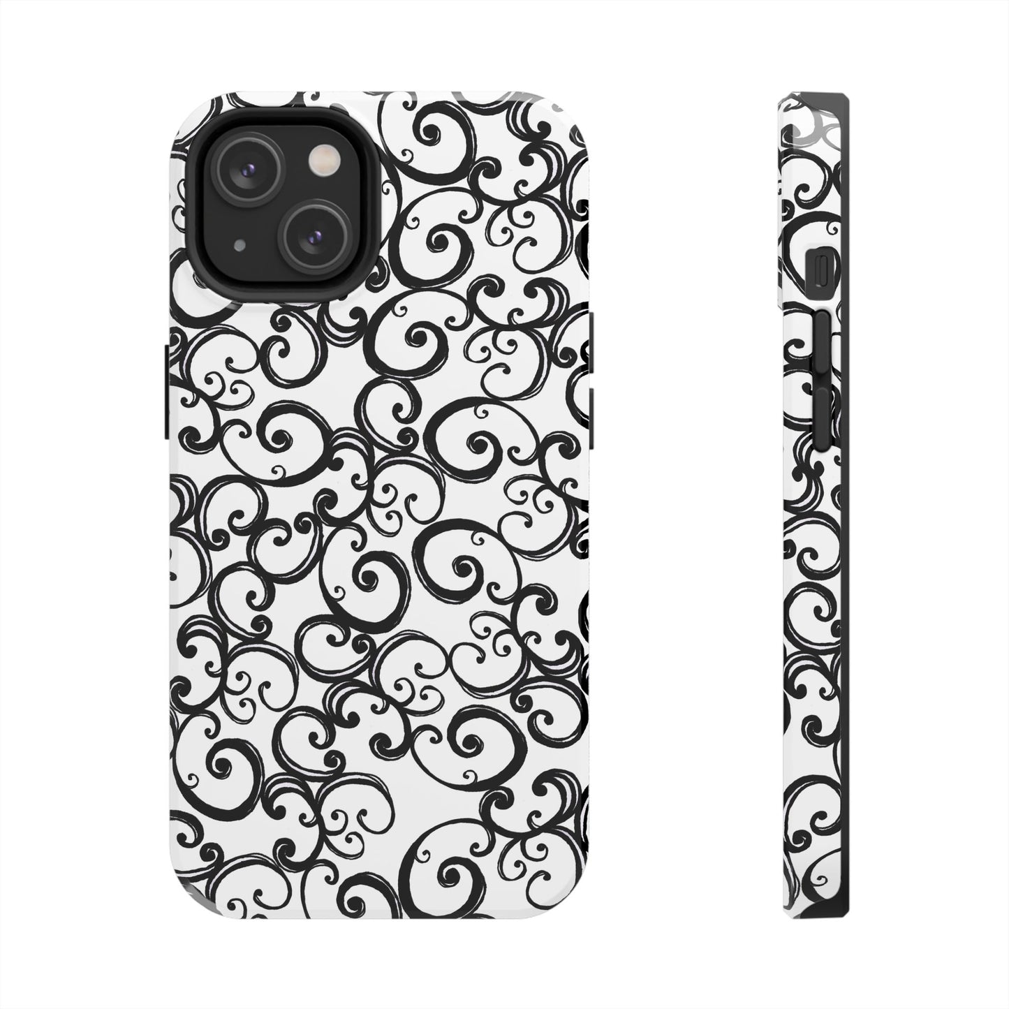 Curls White / Black Phone Case