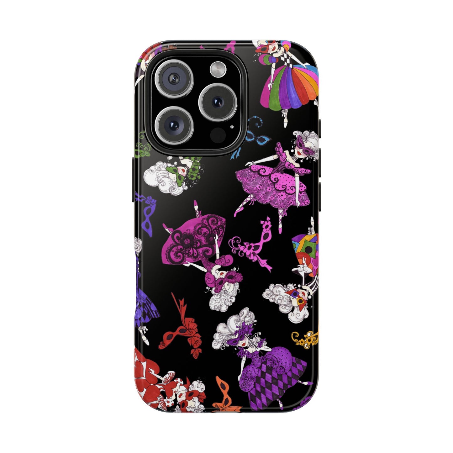 Tossed Masquerade Ladies Black Phone Case
