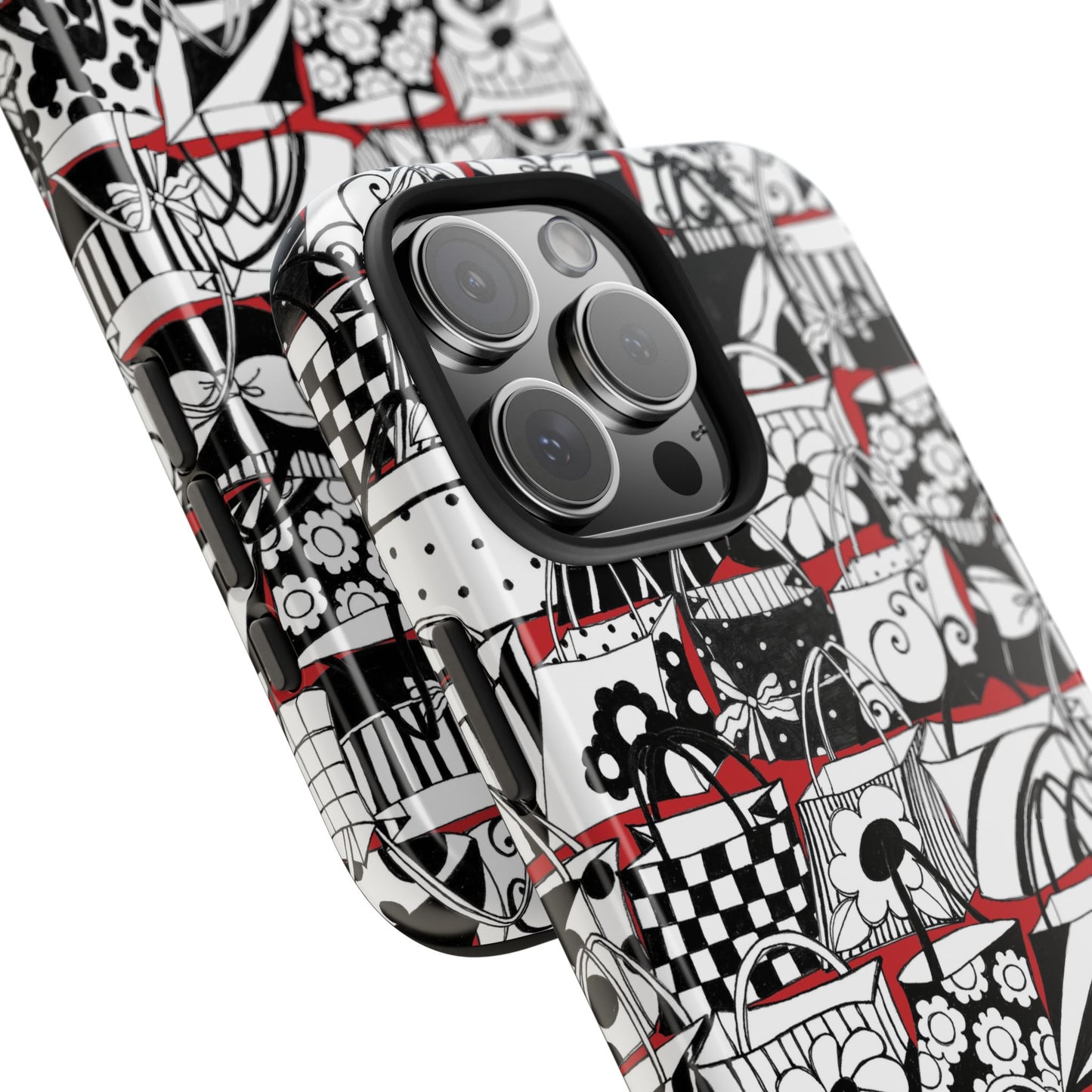 Totally Black, White & Red Phone Case