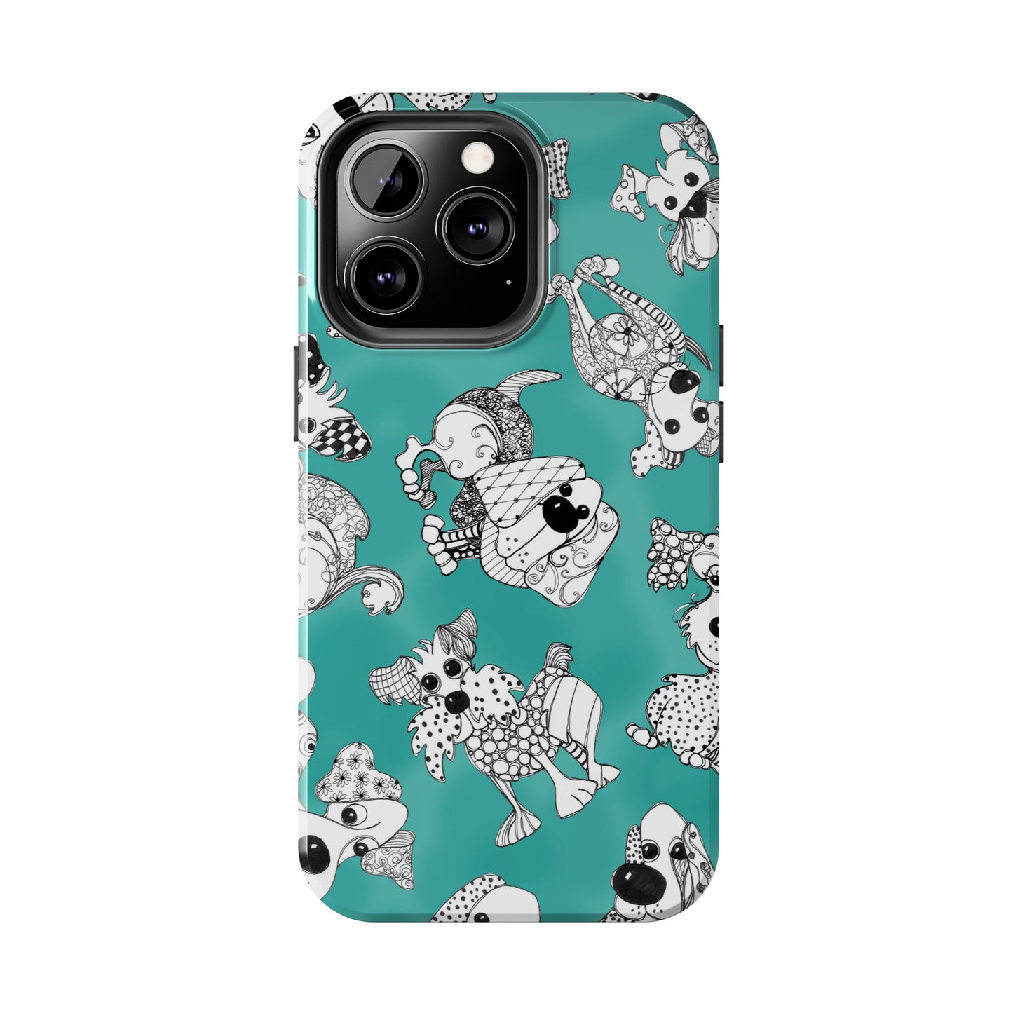 Doodle Dogs Turquoise Phone Case