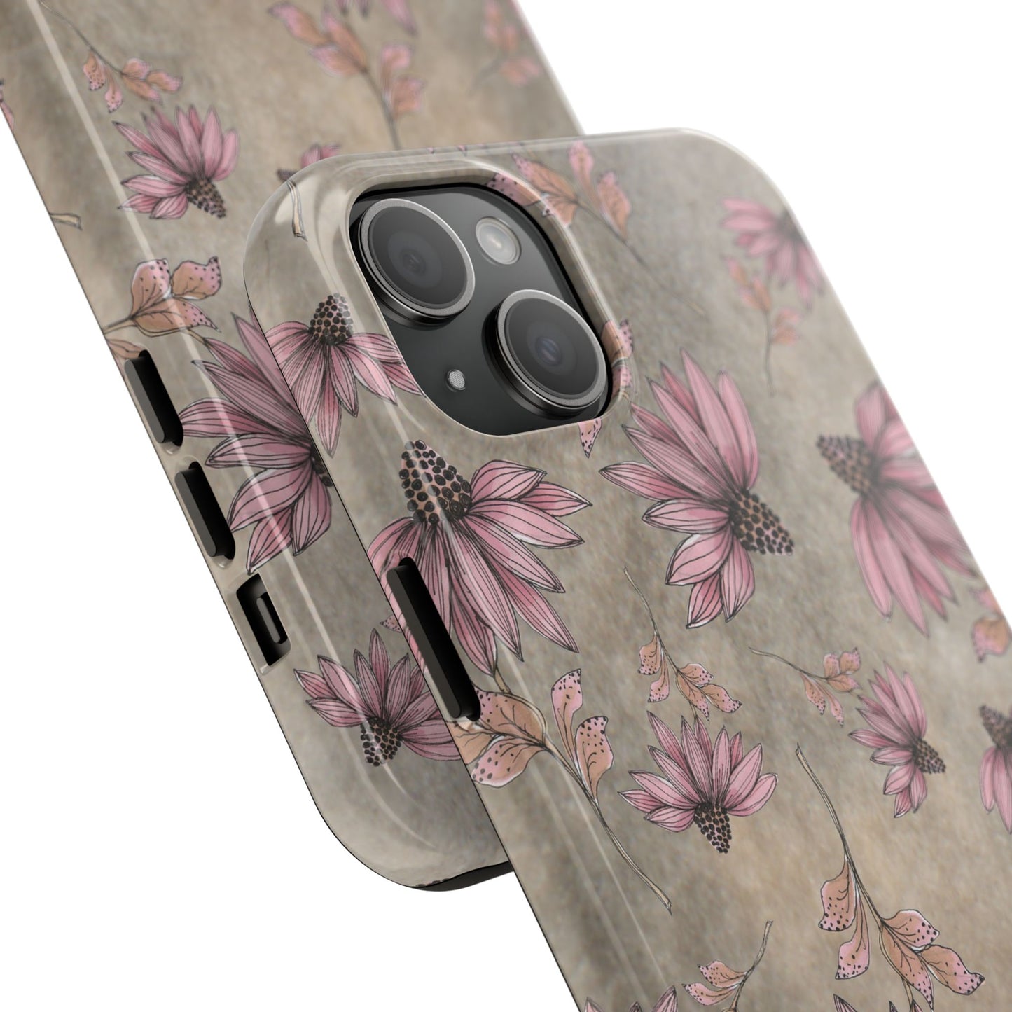Wild Cone Flowers Taupe Marble Phone Case