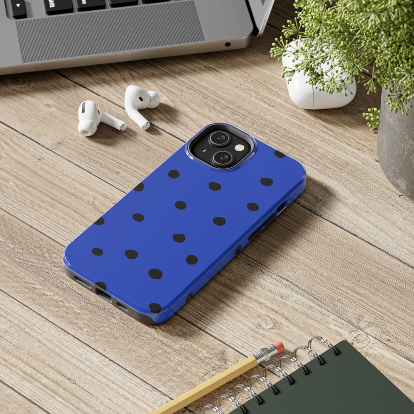 Dinky Dots Blue / Black Phone Case