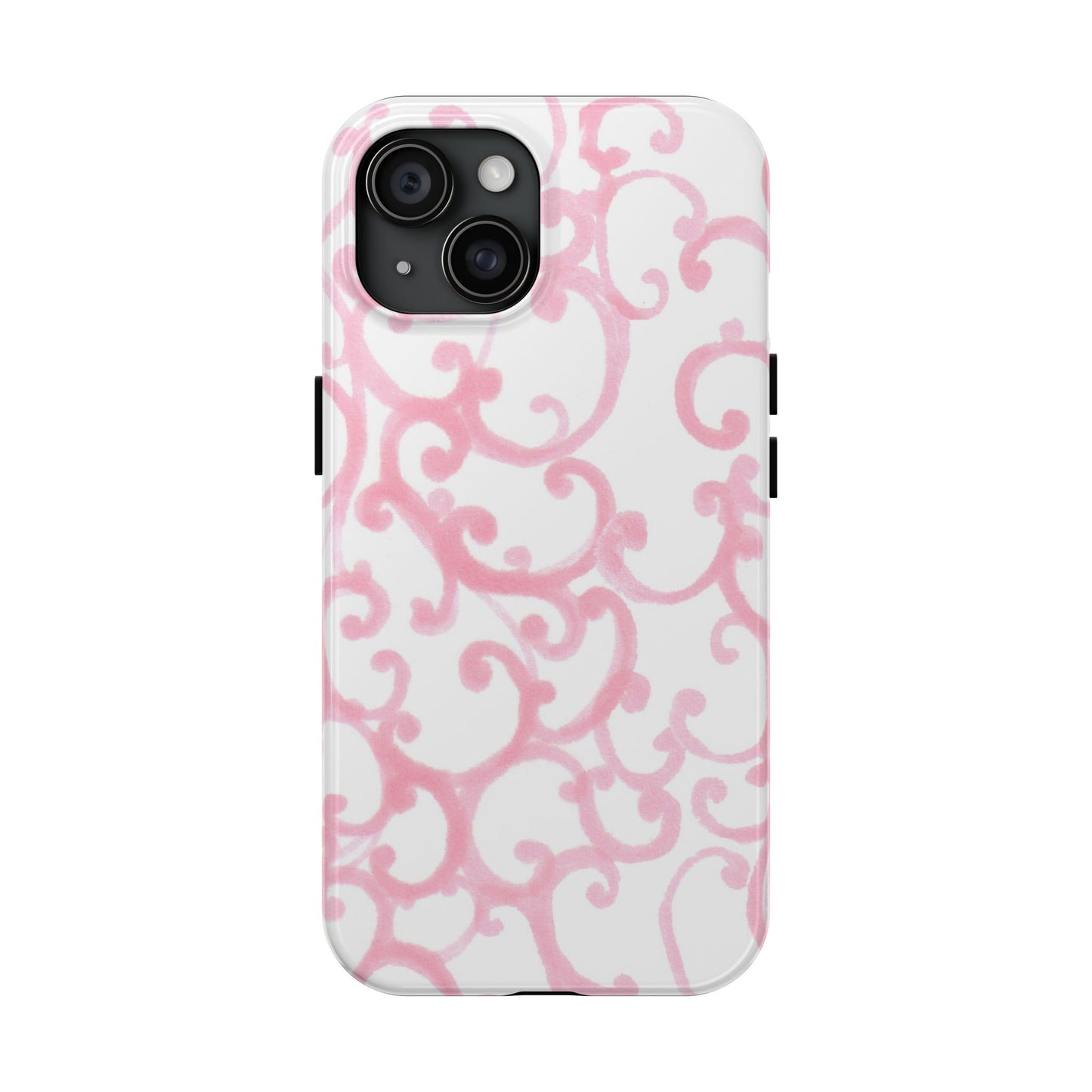 Scrollie White / Pink Phone Case