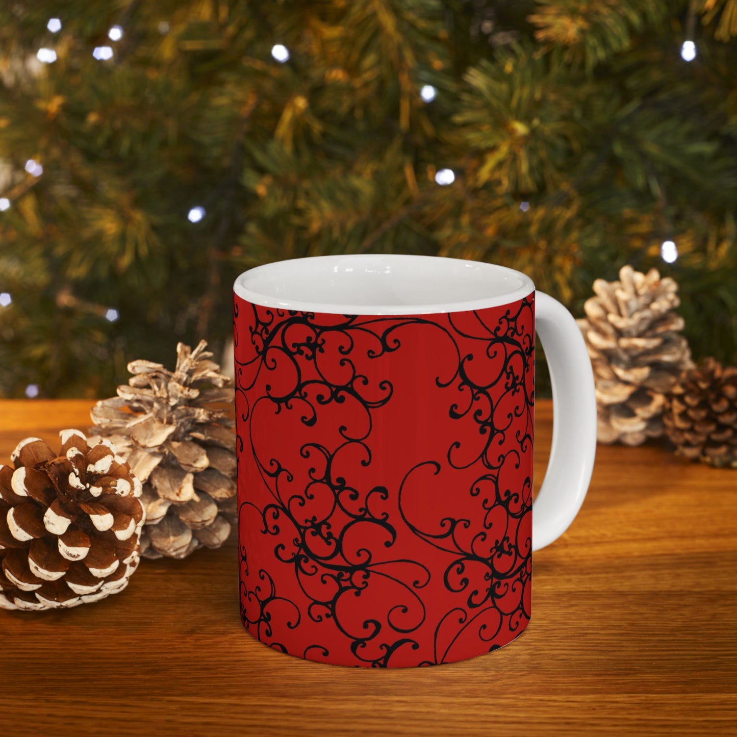 Elegant Scroll Red / Black Cup