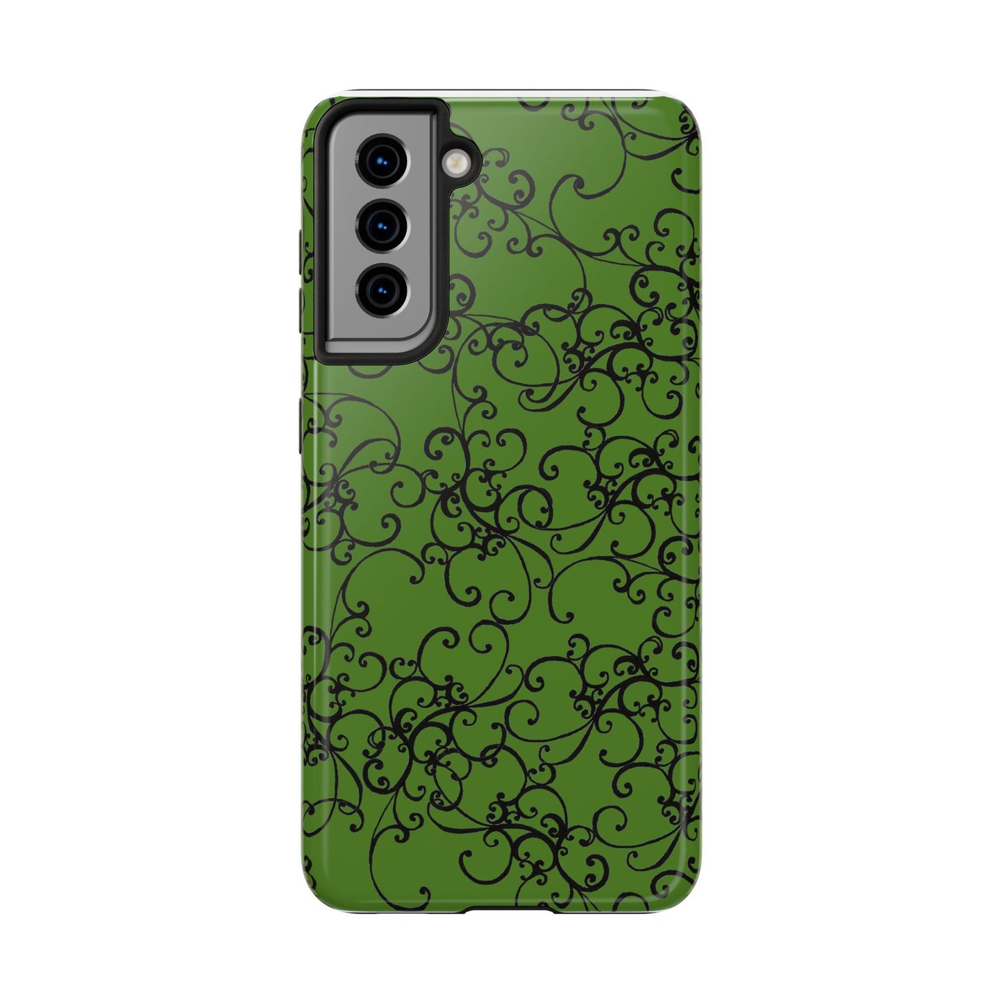 Elegant Scroll Green / Black Phone Case