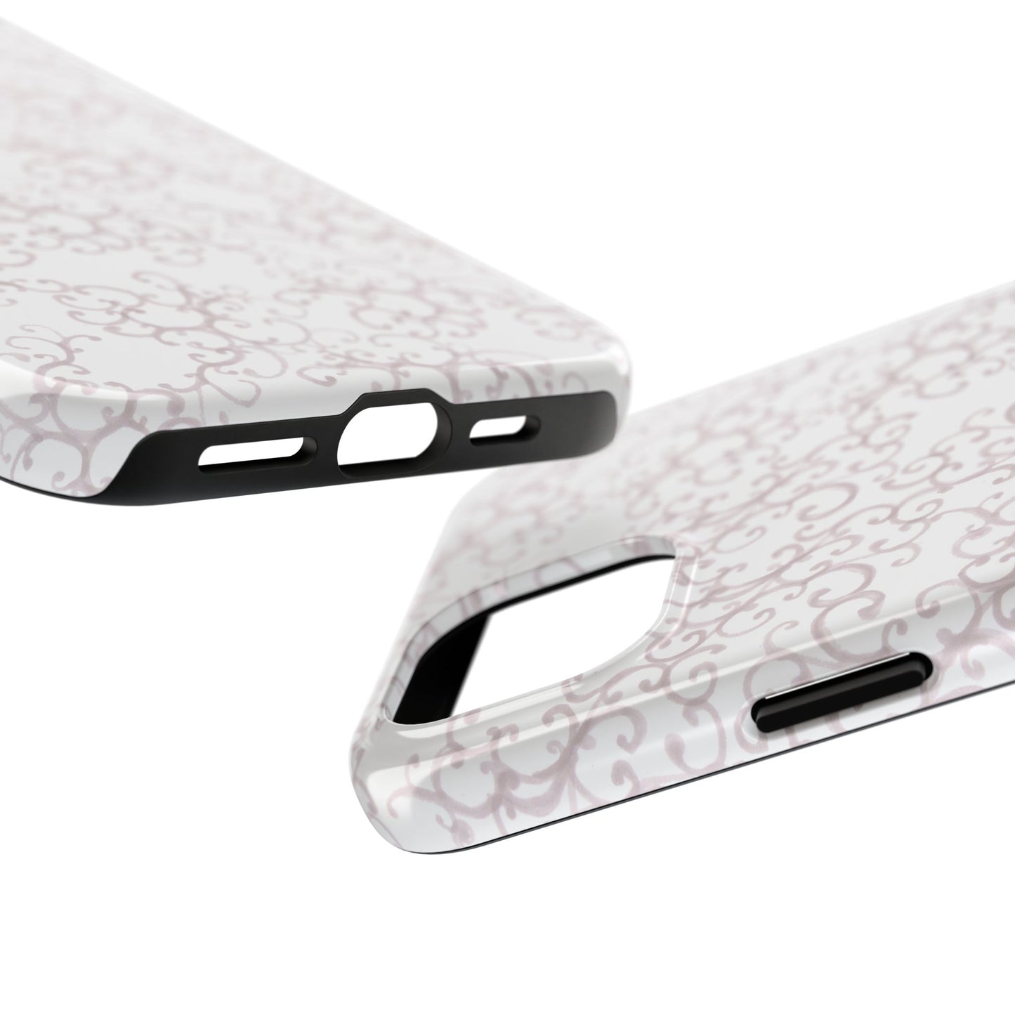 Scrollie White / Silver Phone Case