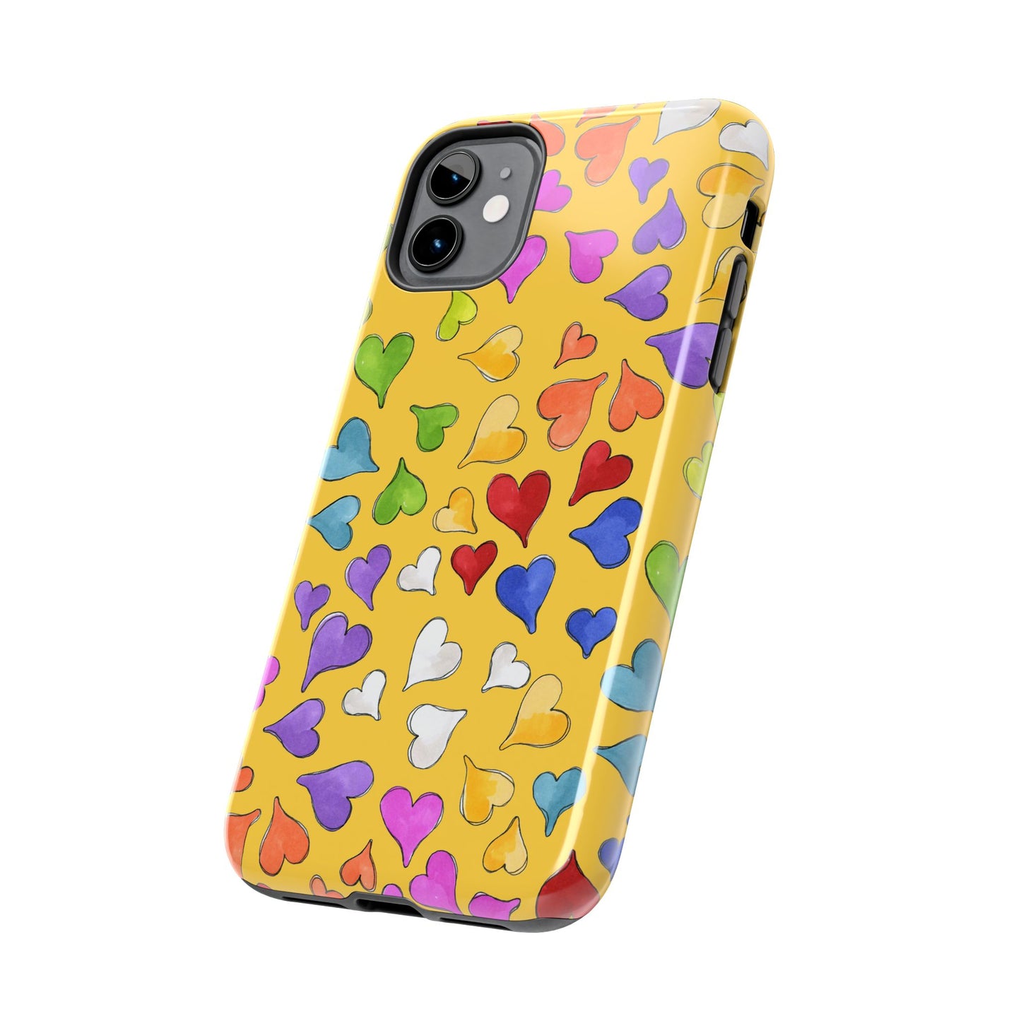 Happy Hearts Yellow Phone Case