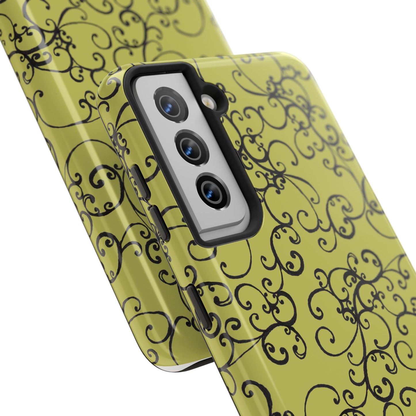 Elegant Scroll Green / Black Phone Case