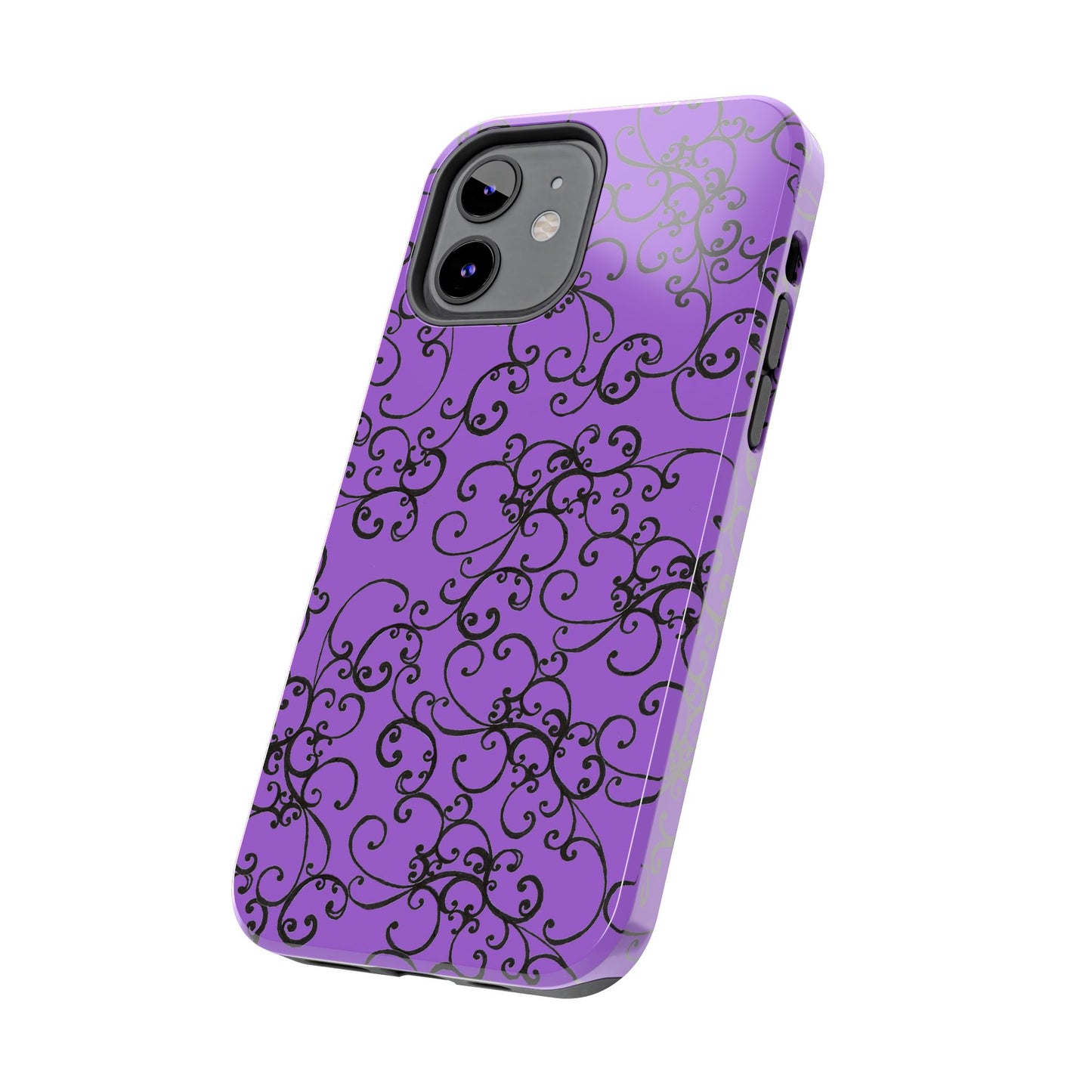 Elegant Scroll Purple / Black Phone Case