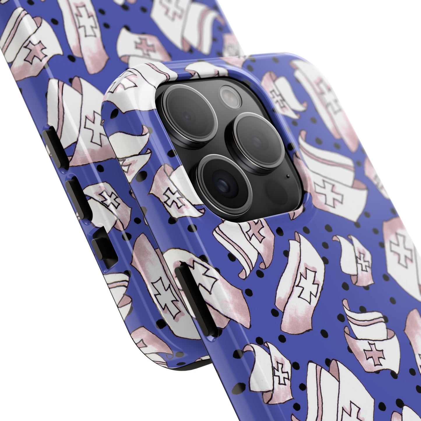 Med Hats Blue / Black Phone Case