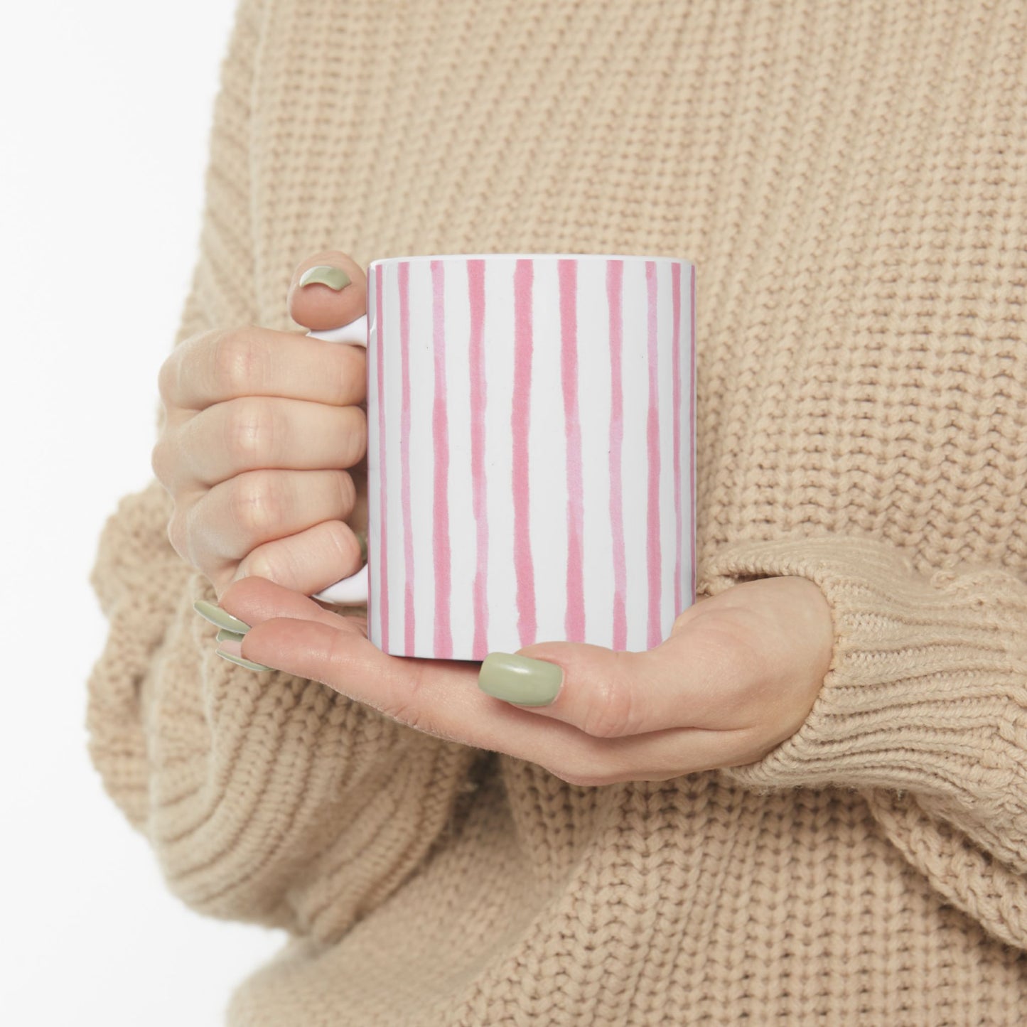 Happy Stripe White / Pink Cup