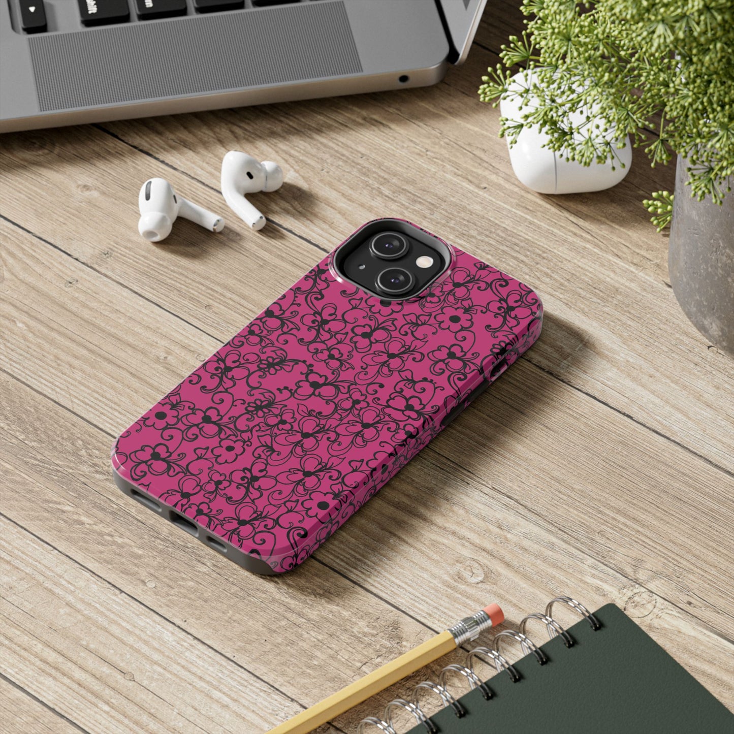 Daisy Jungle Pink / Black Phone Case