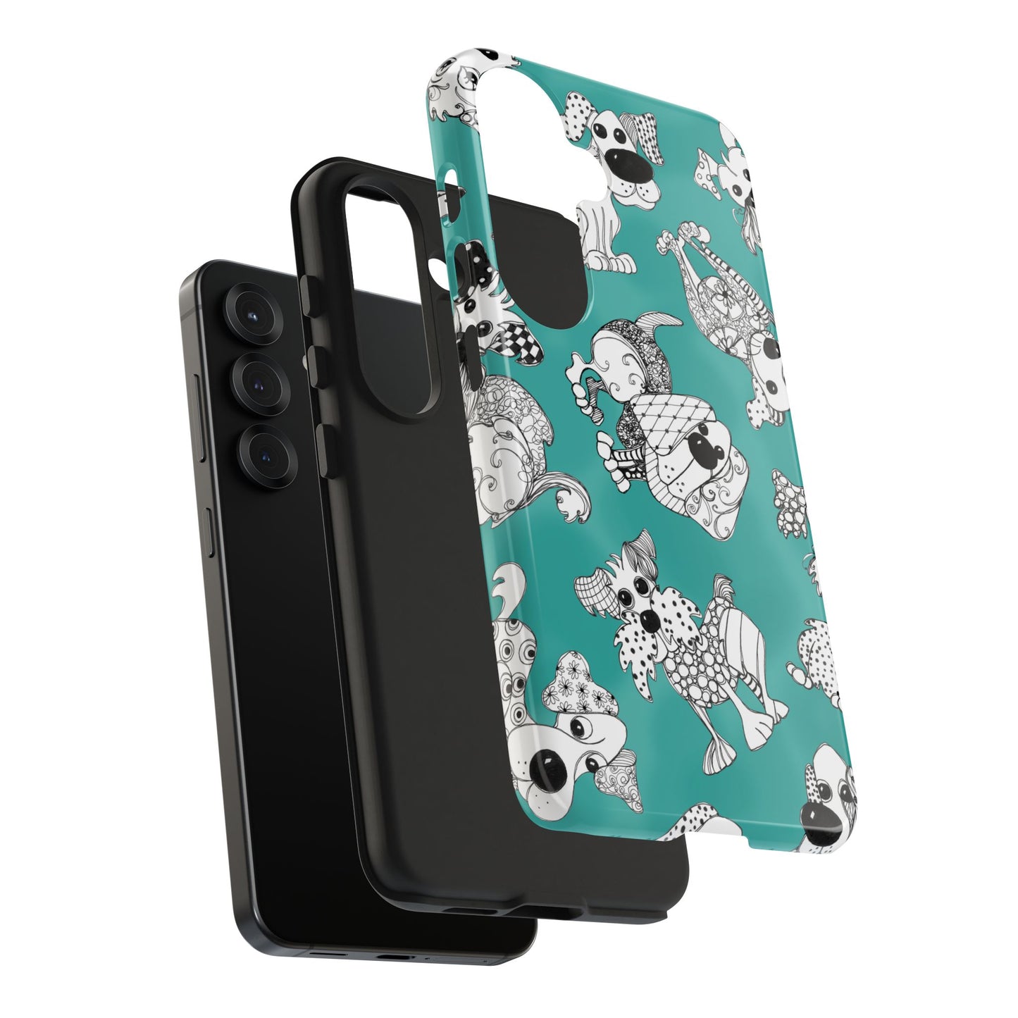 Doodle Dogs Turquoise Phone Case