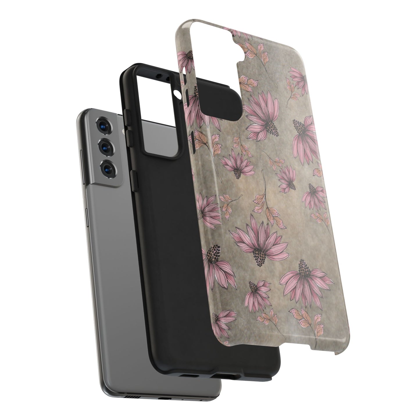 Wild Cone Flowers Taupe Marble Phone Case