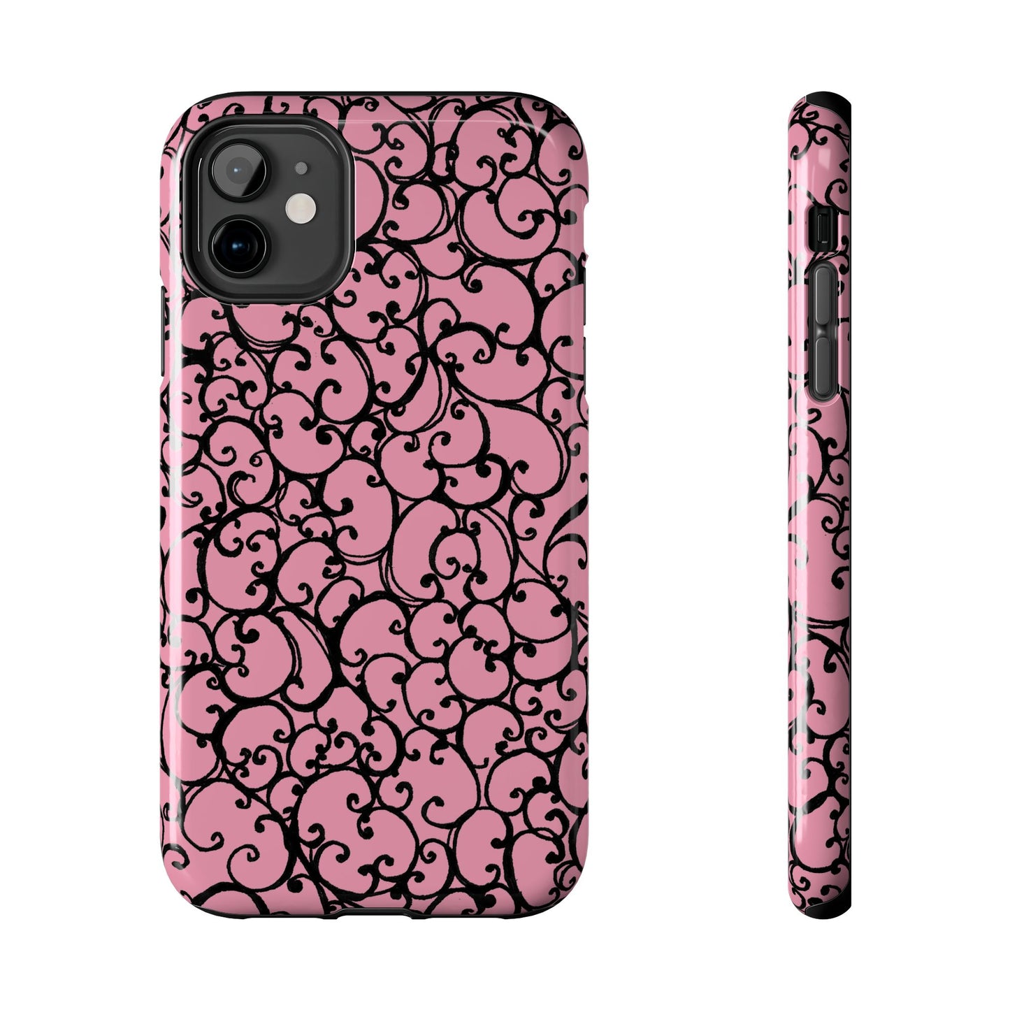 Scrollie Pink / Black Phone Case