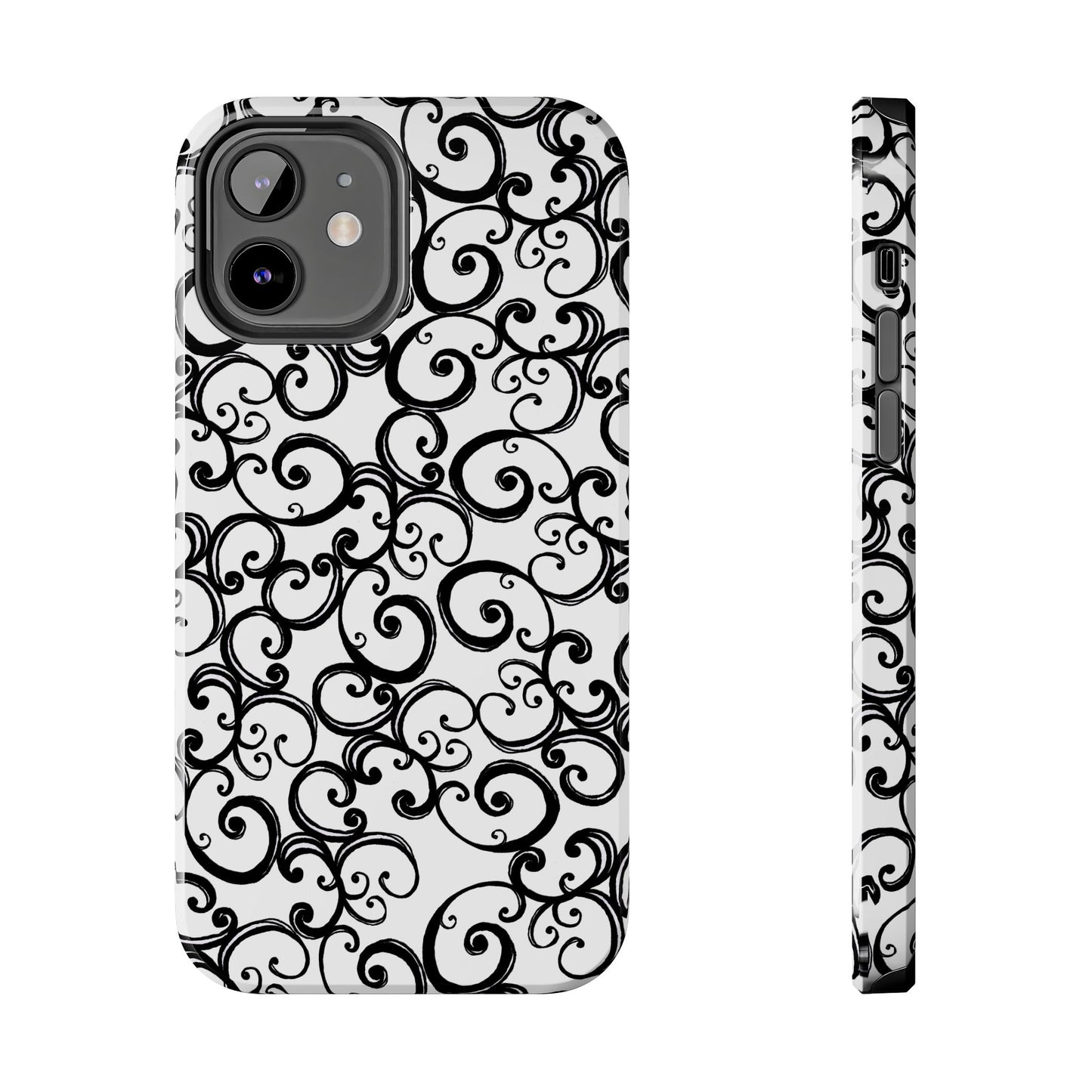 Curls White / Black Phone Case