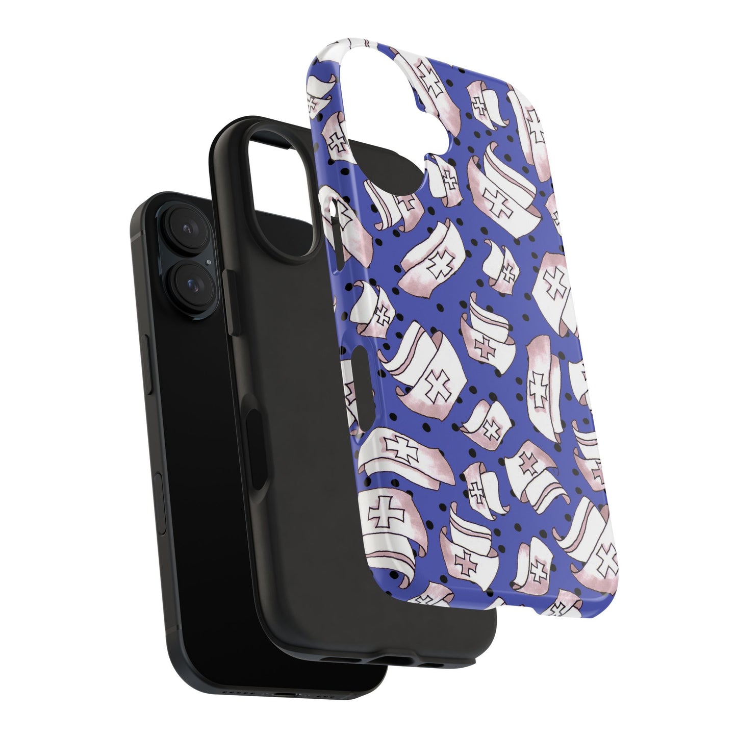 Med Hats Blue / Black Phone Case