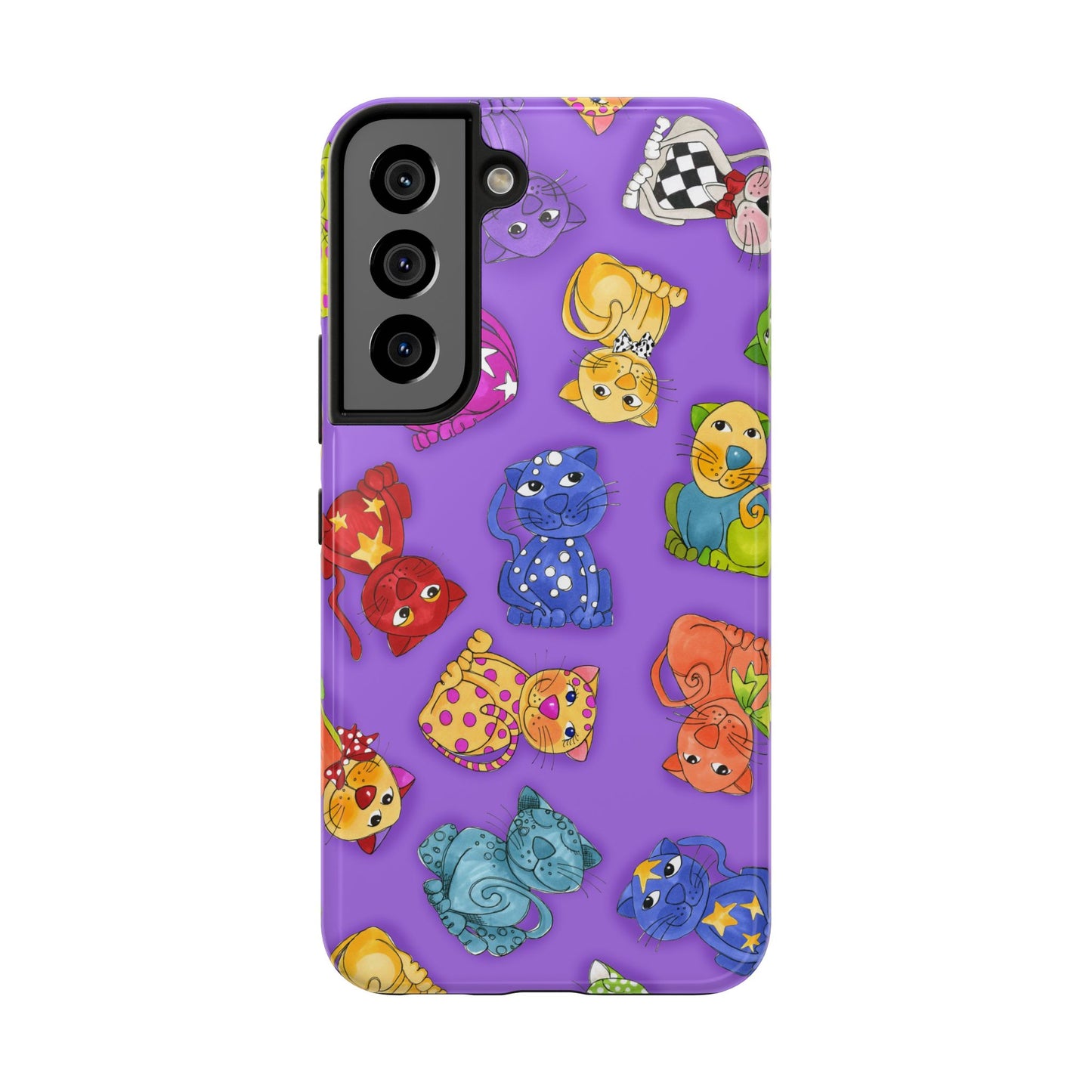 Tossed Happy Cats Purple Phone Case