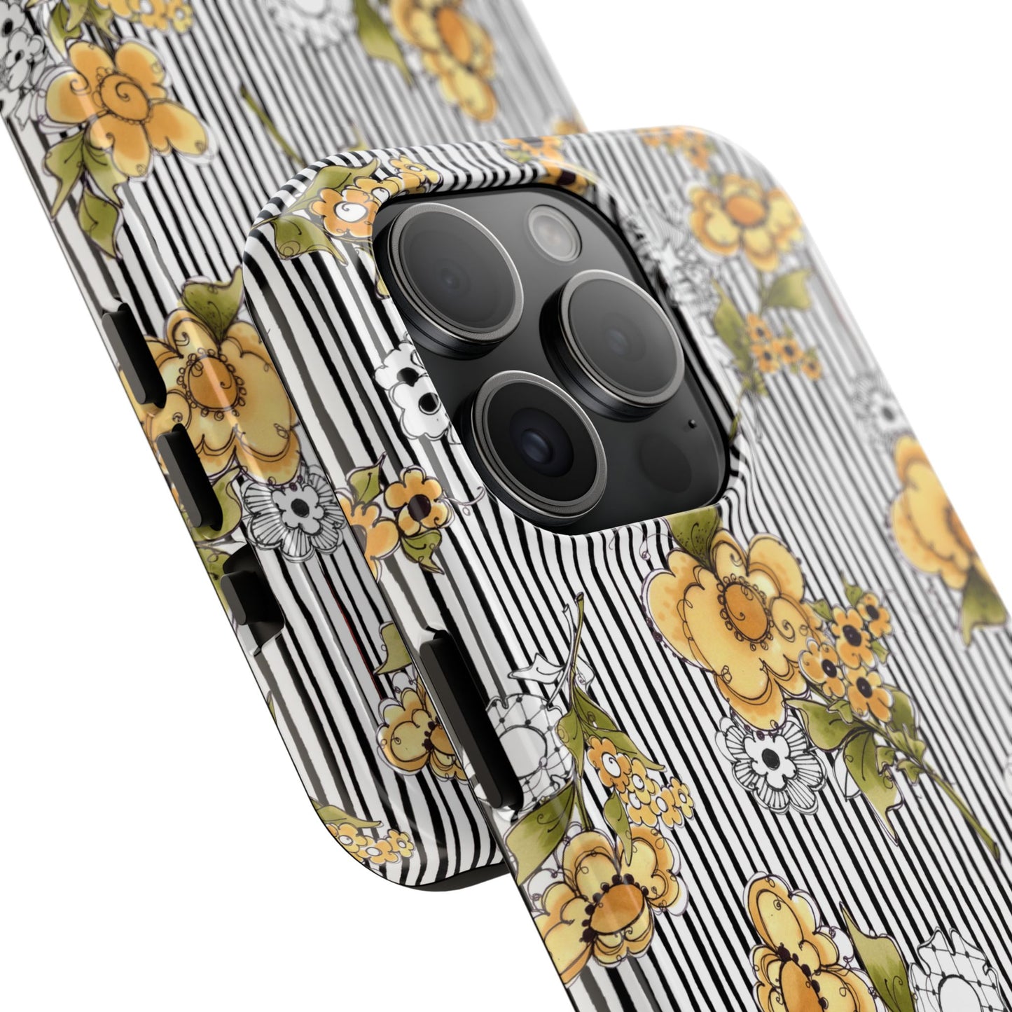 Bee Floral White / Black Phone Case