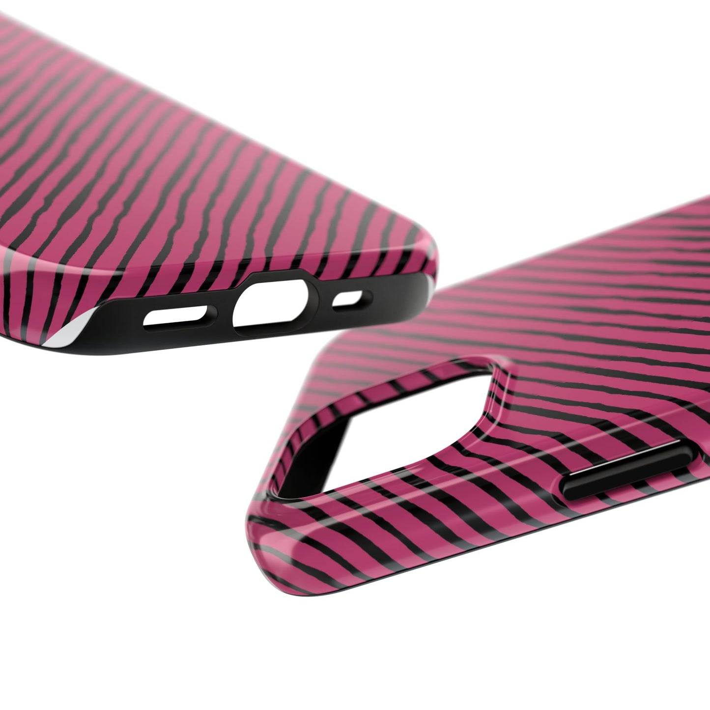 Quirky Bias Stripe Magenta / Black Phone Case