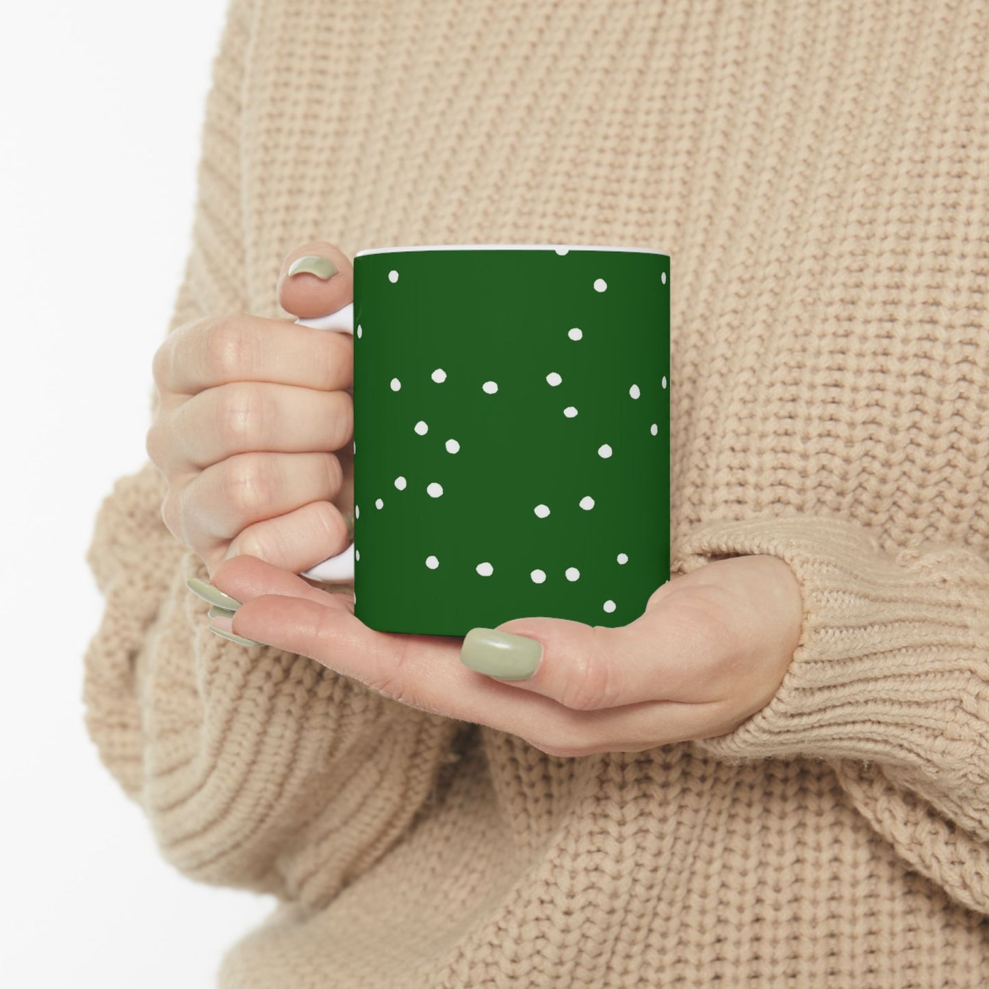 Dinky Dots Dark Green / White Cup