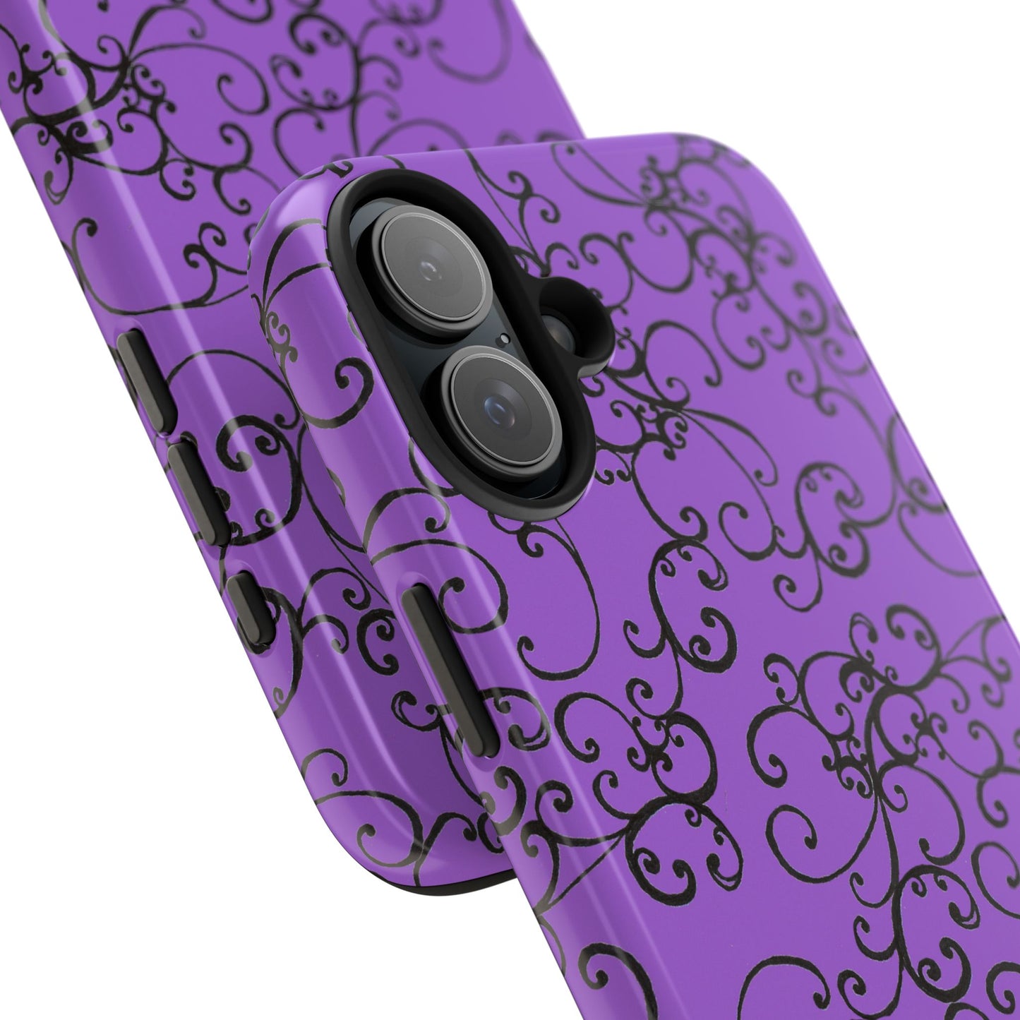Elegant Scroll Purple / Black Phone Case