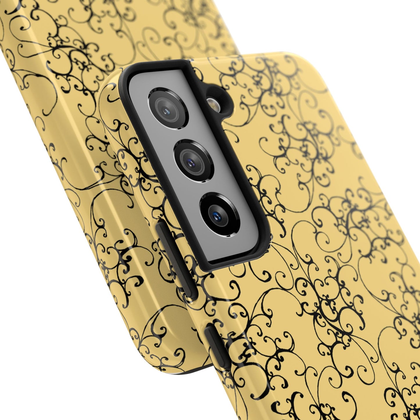 Elegant Scroll Yellow / Black Phone Case