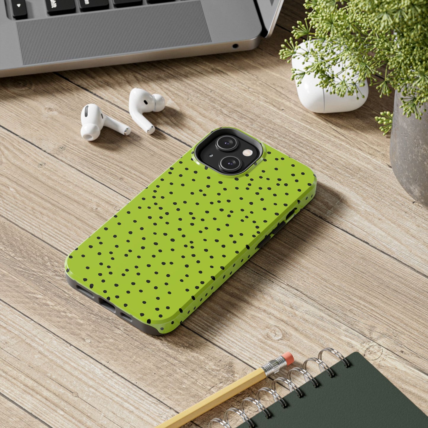 Dinky Dots Lime / Black Phone Case