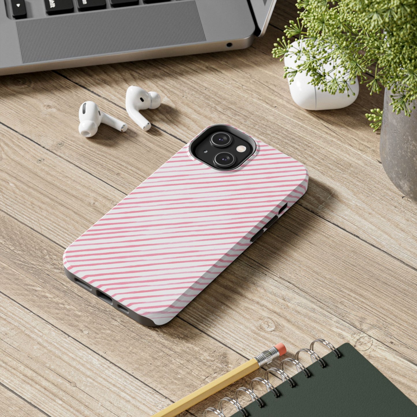 Bias Stripe White / Pink Phone Case