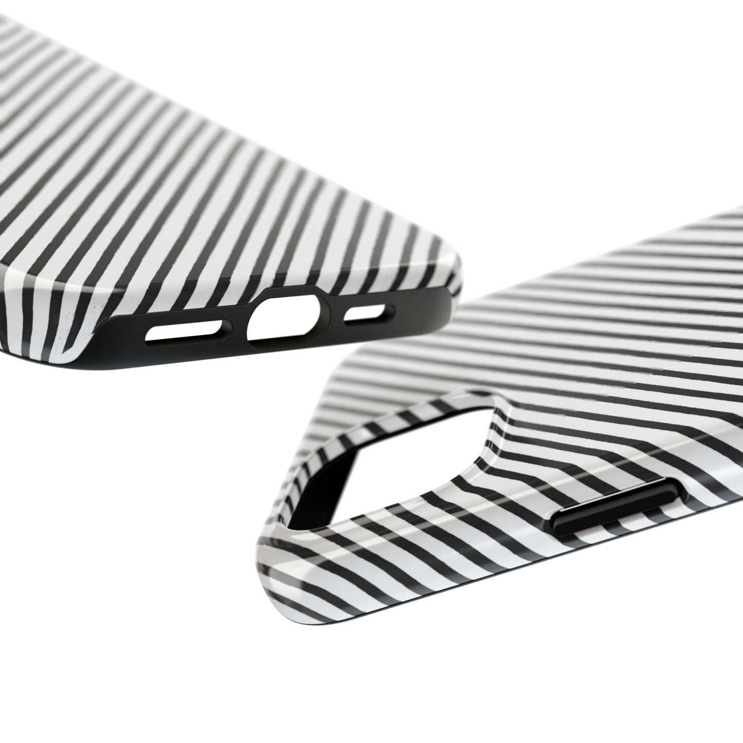 Diagonal Stripe White / Black Phone Case