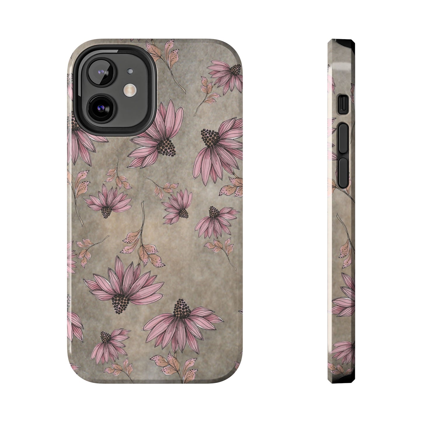 Wild Cone Flowers Taupe Marble Phone Case